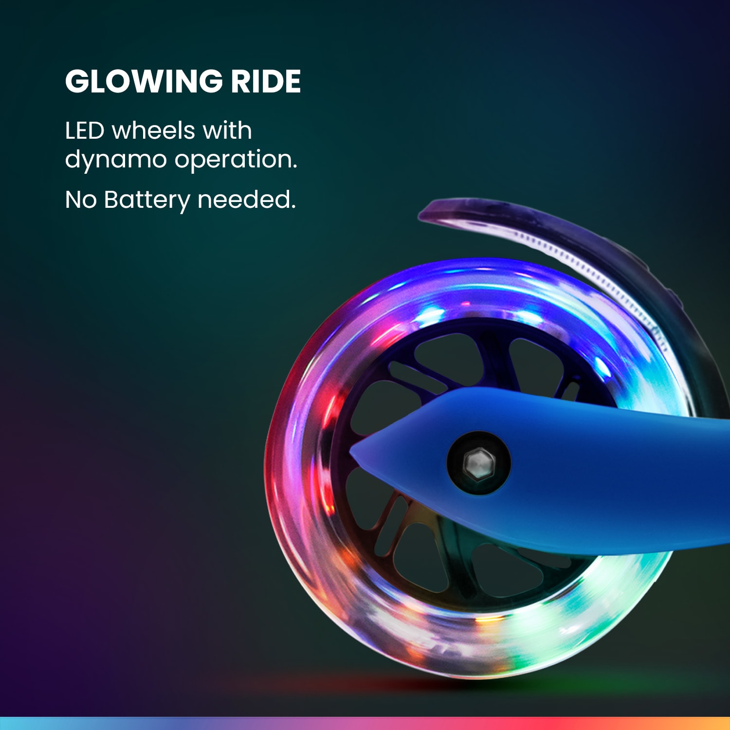 TWO Gyermek roller, 5 évtől, LED kerekek, 80 kg, összecsukható, állítható magasságú Égszínkék