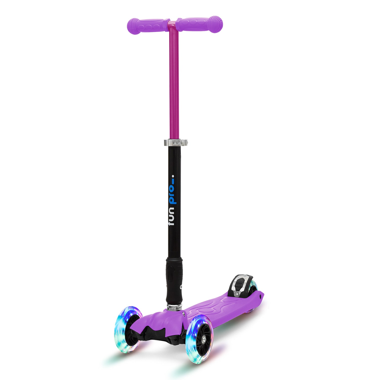 TWO Trotinetă pentru copii, de la 5 ani, roți LED, 80 kg, pliabilă, înălțime reglabilă Violet deschis