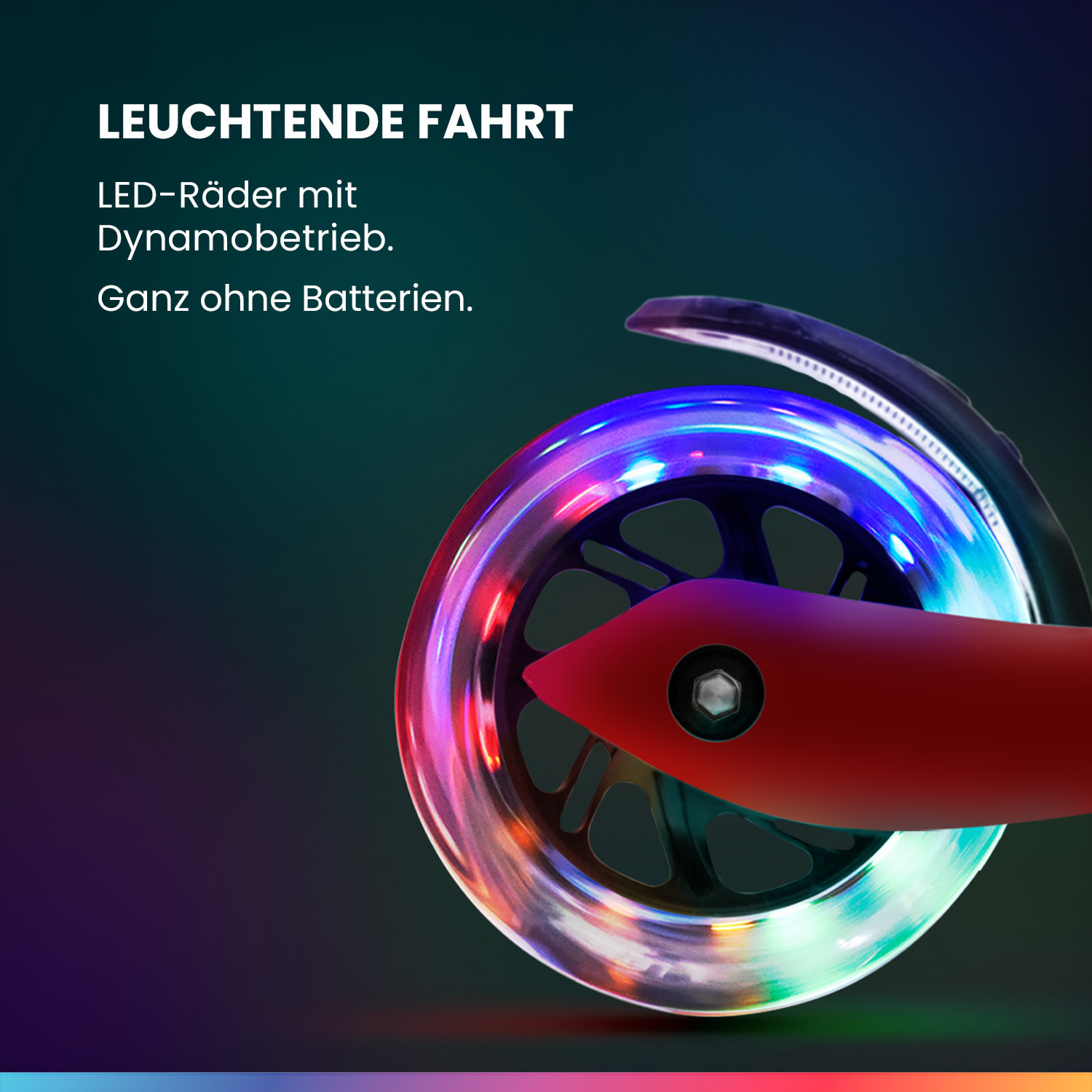 TWO Kinderroller ab 5 Jahre LED-Räder bis 80 kg faltbar Rot