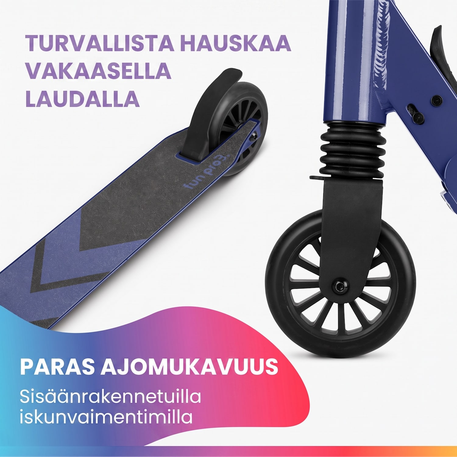 THREE -potkulauta lapselle 6-vuotiaille ja sitä vanhemmille ABEC 9 -kuulalaakerit kokoontaitettava korkeussäädettävä normaali | Sininen Usva