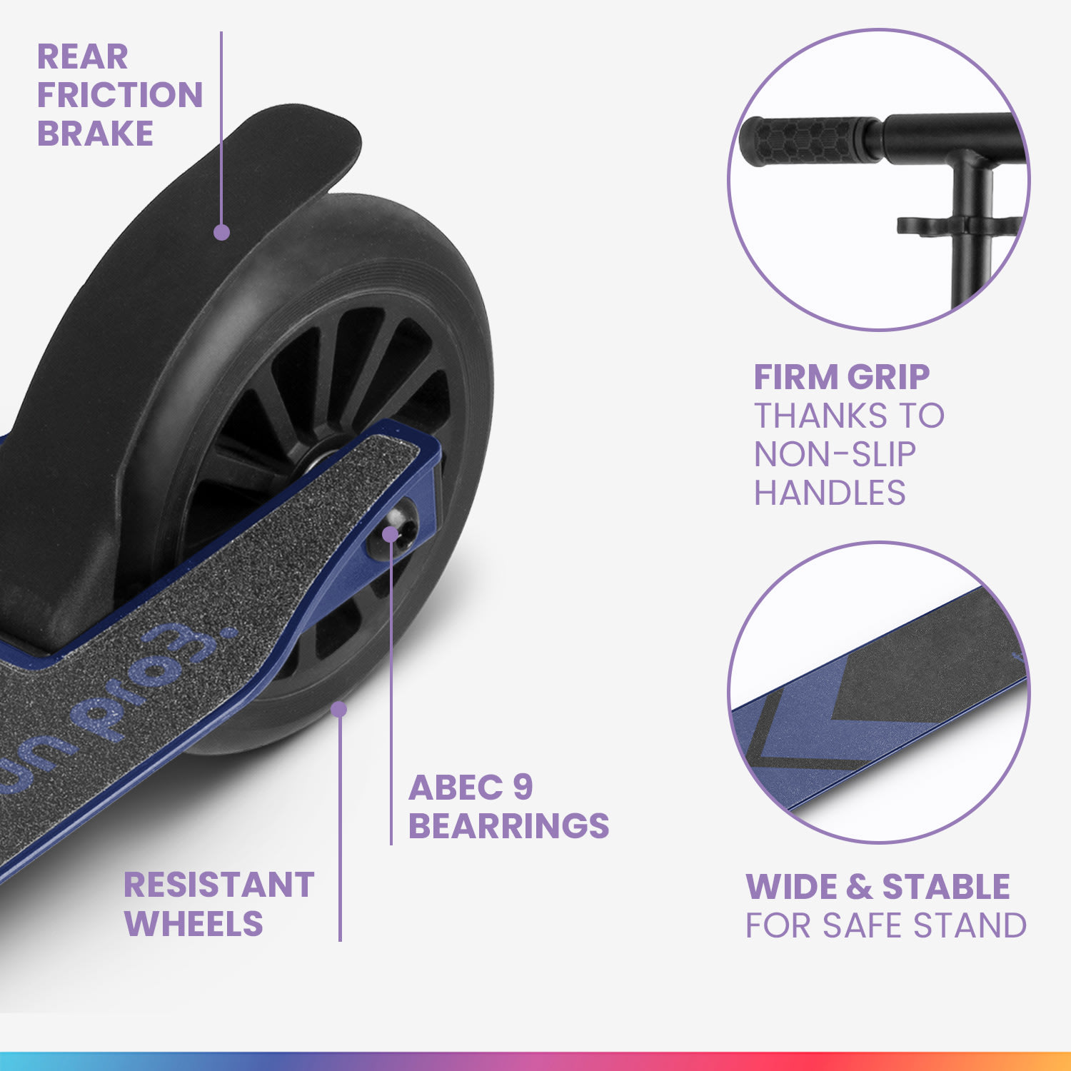 THREE detská kolobežka od 6 rokov Guľôčkové ložiská ABEC 9 Skladacia Nastaviteľná výška 