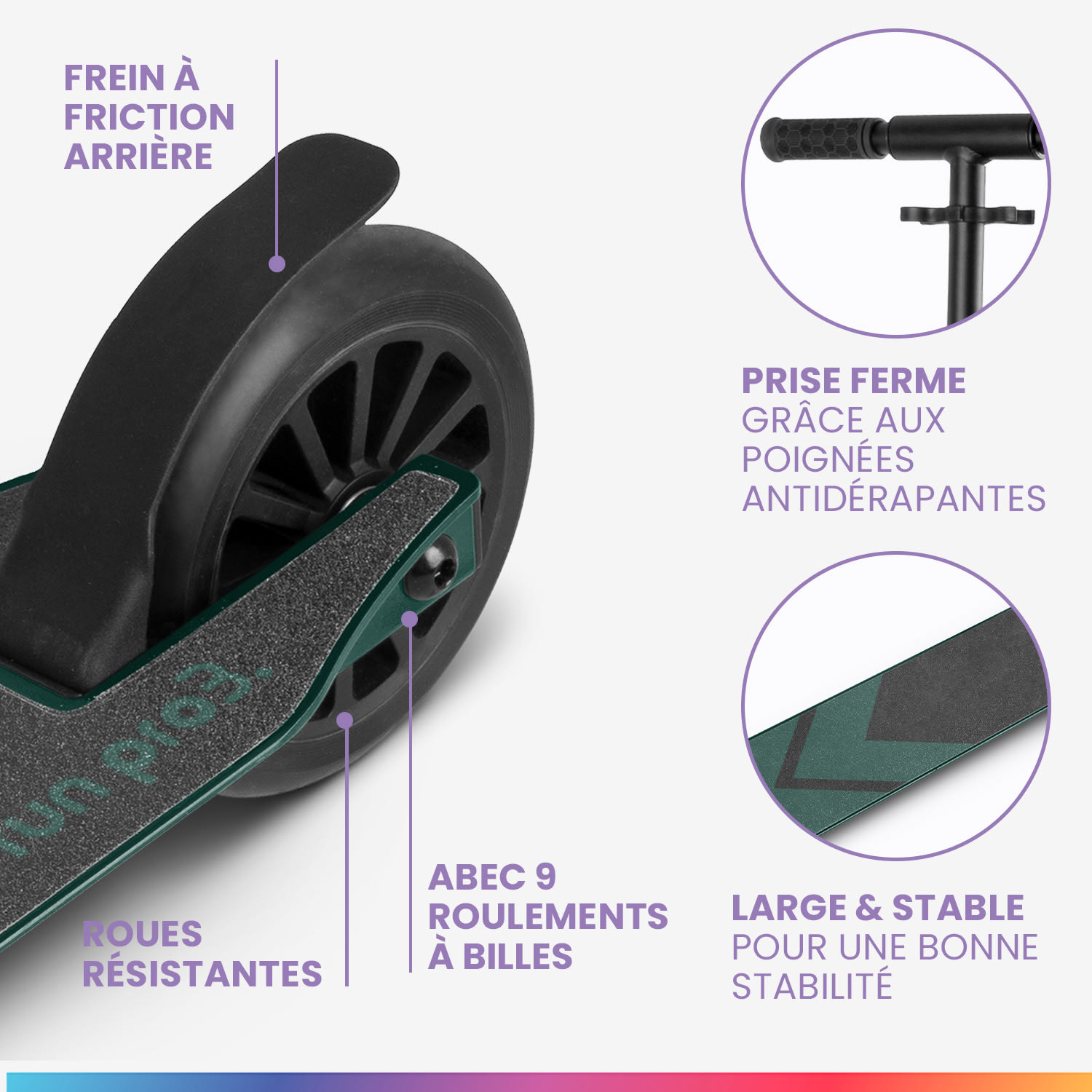Trottinette enfants THREE à partir de 6 ans ABEC 9-roulement à billes pliable réglable en hauteur 