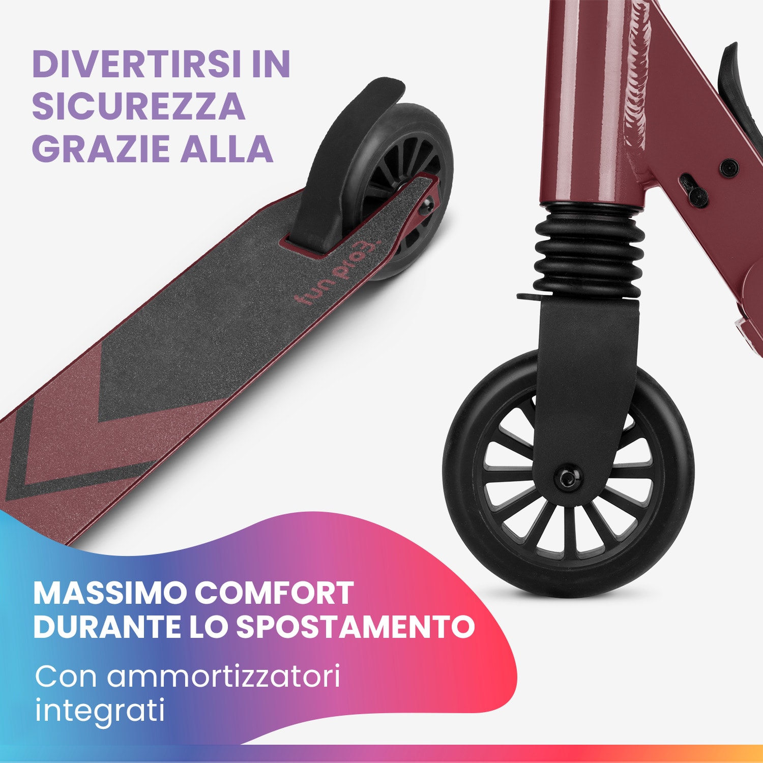 THREE monopattino bambino, a partire da 6 anni, cuscinetti a sfera ABEC 9, pieghevole, altezza regolabile Normale | Vinaccia