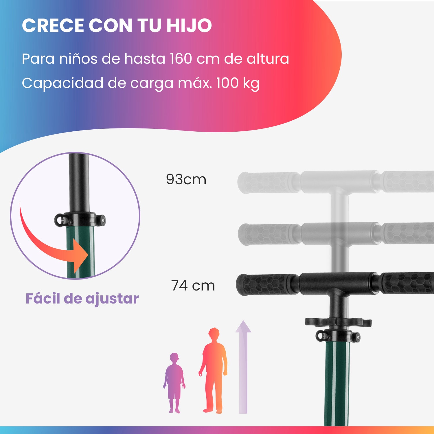 THREE Deluxe Patinete para niños Led A partir de 6 años Rodamientos de bolas ABEC 9 Plegable Regulable en altura 