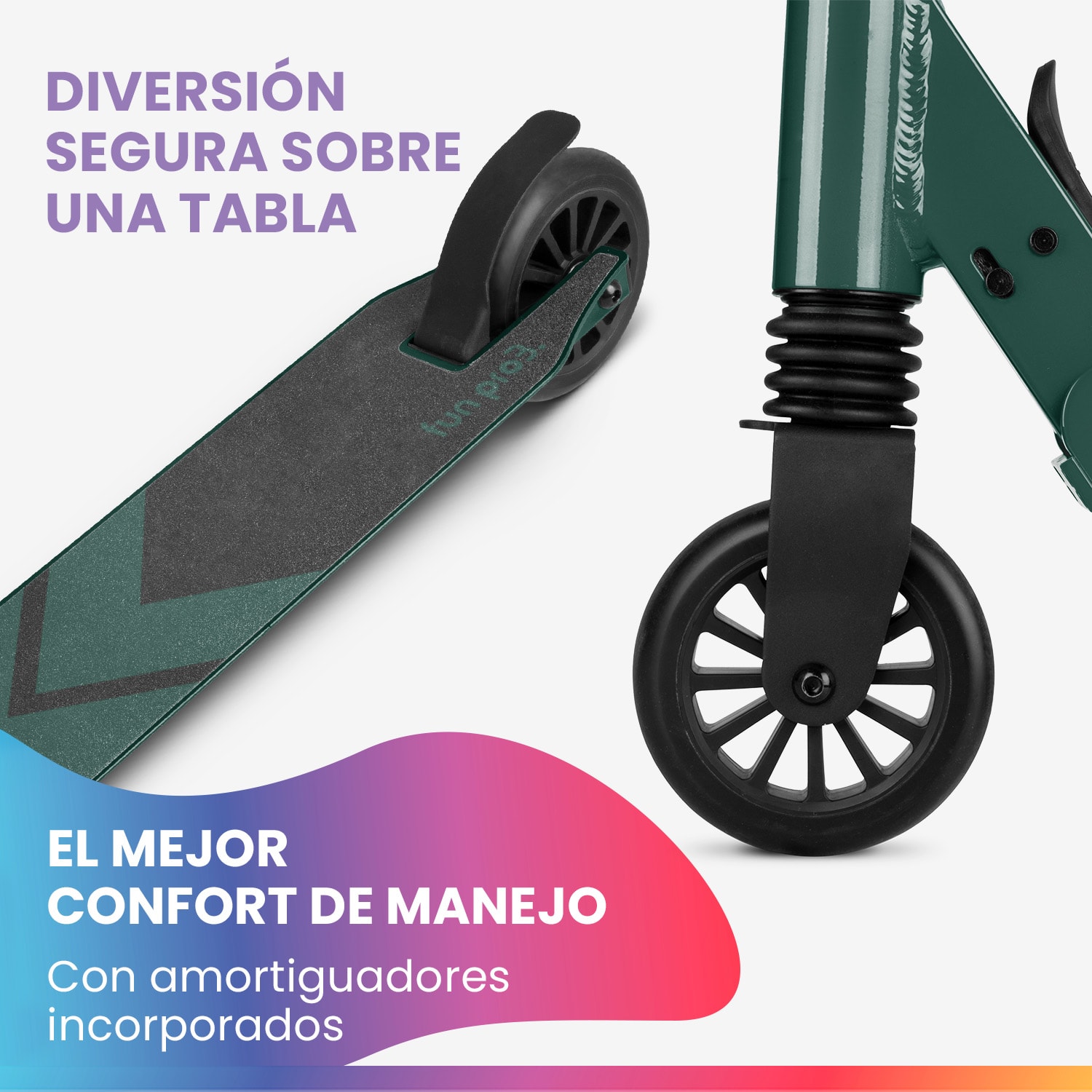 THREE Deluxe Patinete para niños Led A partir de 6 años Rodamientos de bolas ABEC 9 Plegable Regulable en altura 