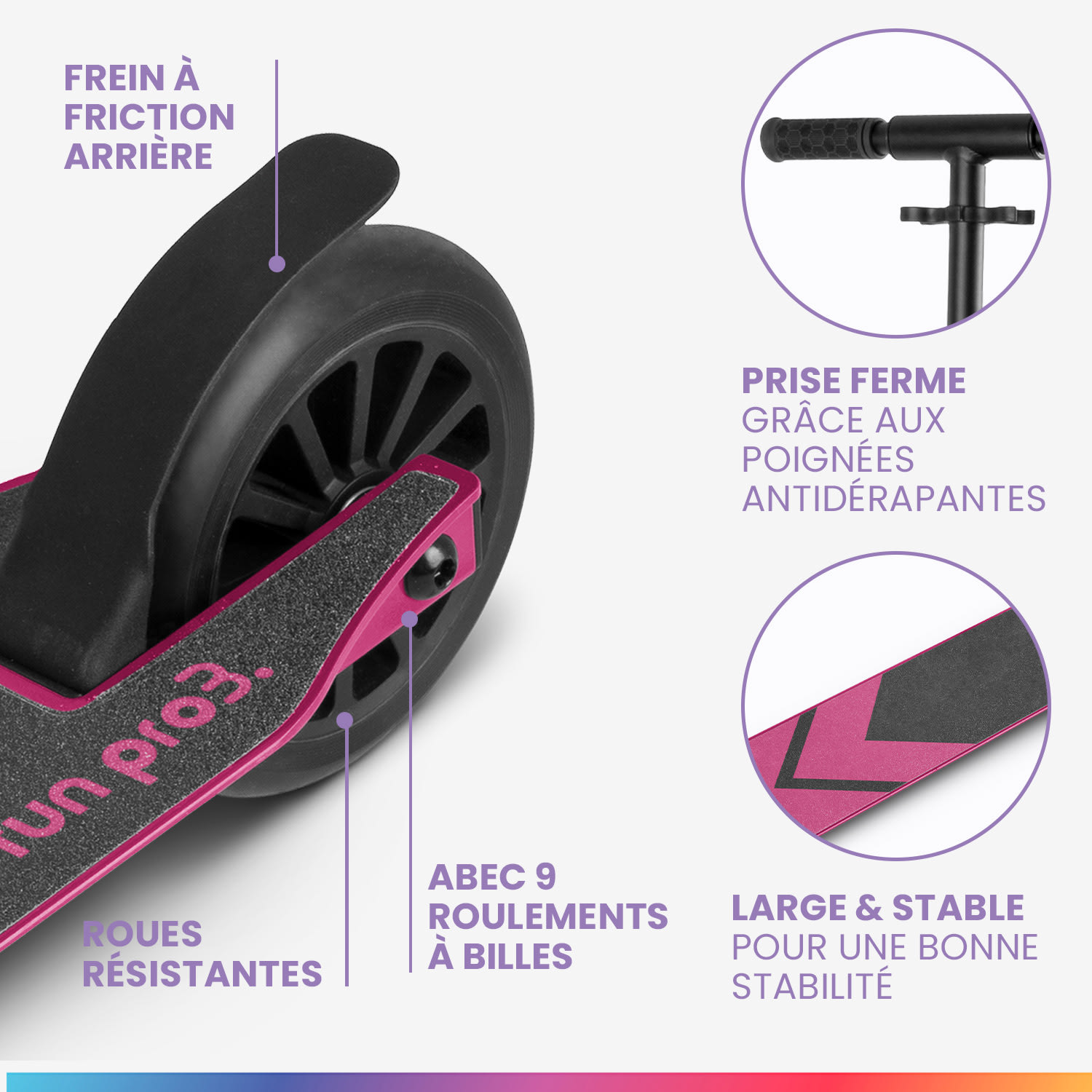 THREE Deluxe kinderscooter led vanaf 6 jaar ABEC 9 kogellagers vouwbaar in hoogte verstelbaar 