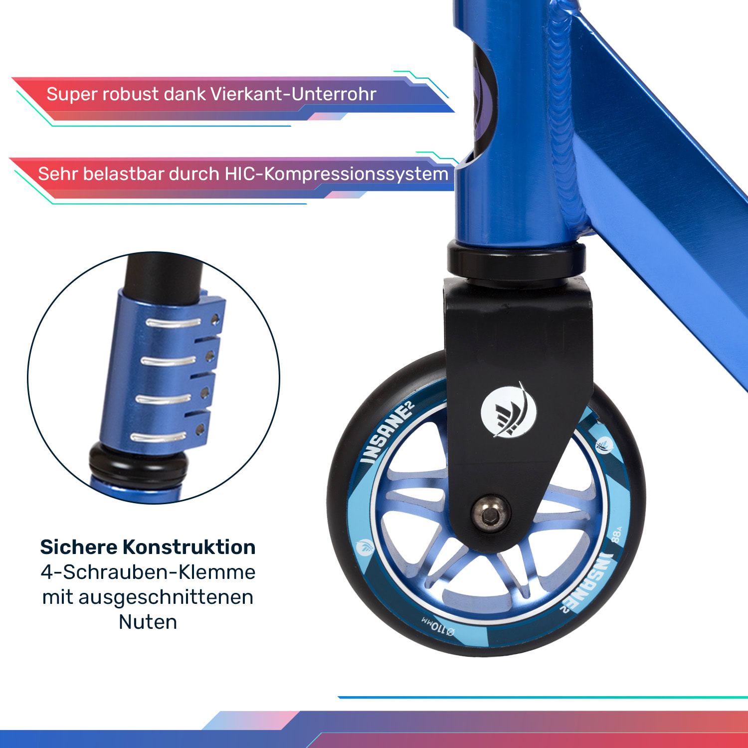 Insane² Stuntroller Griptape Oberfläche 100 kg ABEC 9 Kugellager HIC 