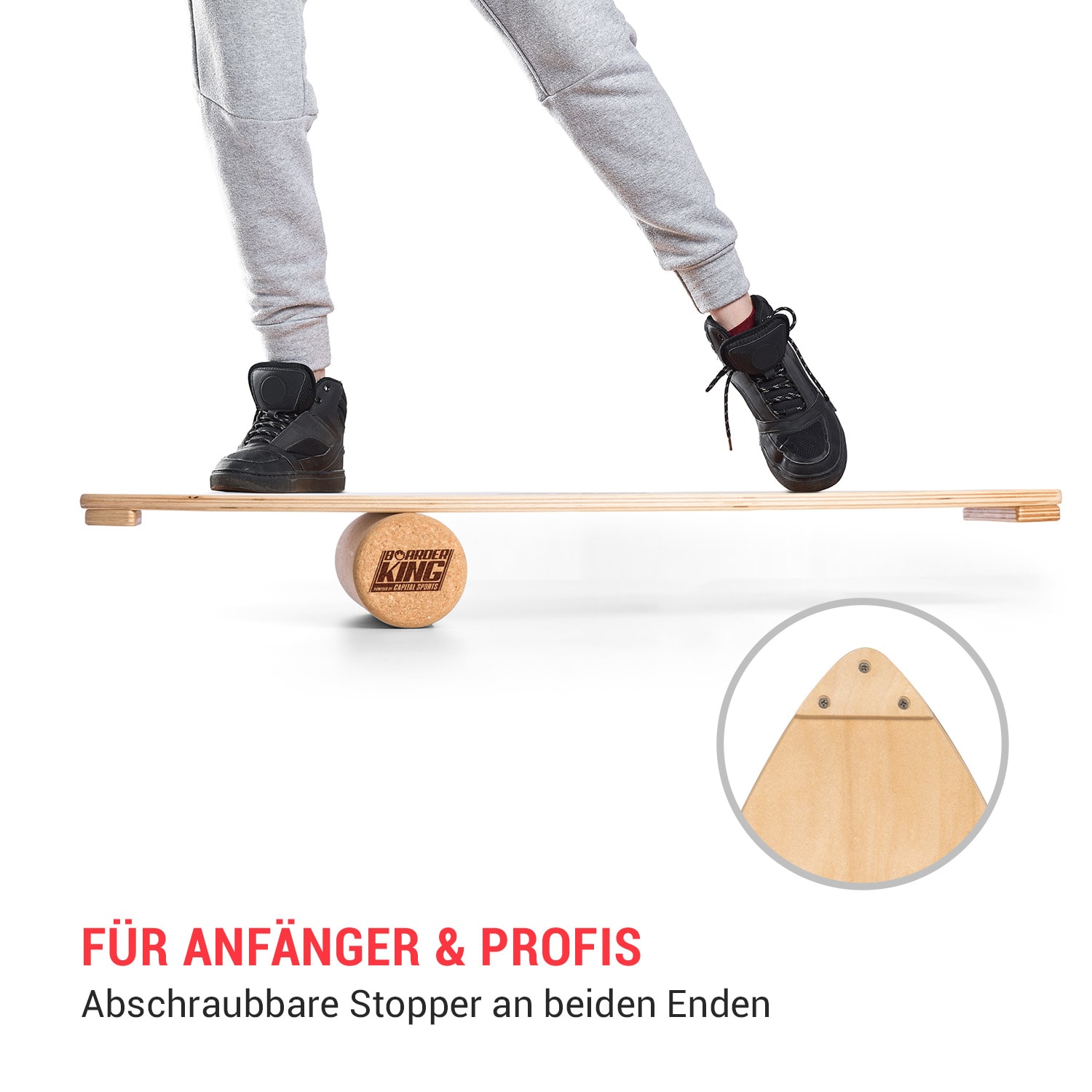 Indoorboard Wave Balance Board + Matte + Rolle Holz / Kork 