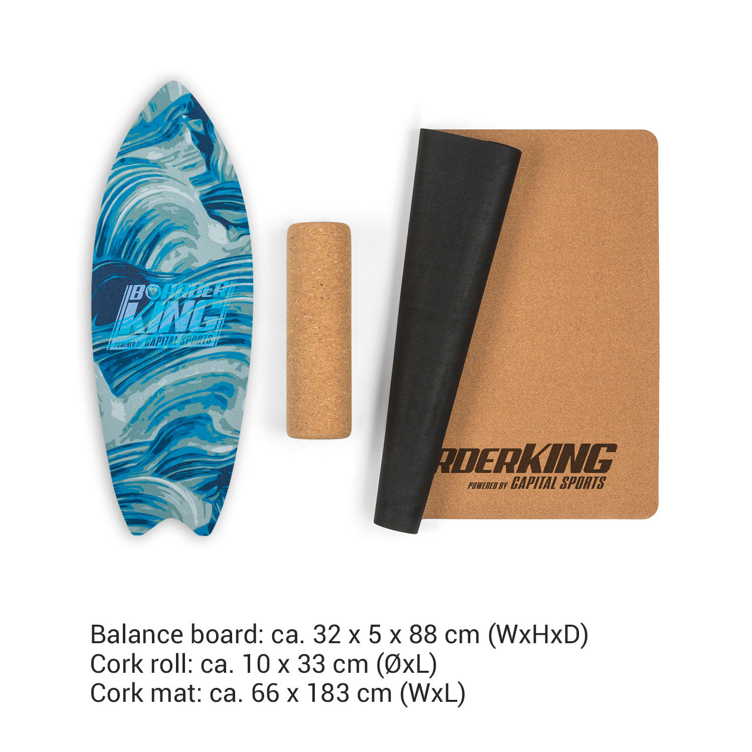 Indoorboard Wave, egyensúlyozó deszka, alátét, henger, fa / parafa Waves