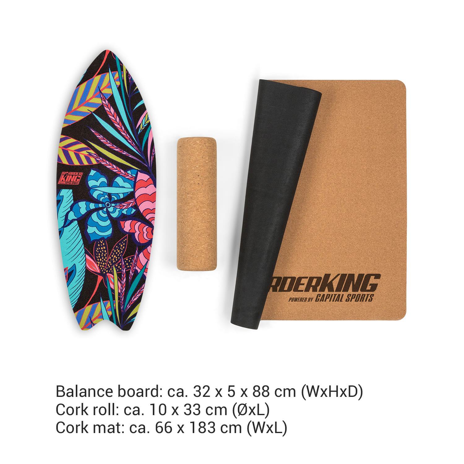 Indoorboard Wave, placă pentru echilibru, covor, cilindru, lemn / plută Expressionist