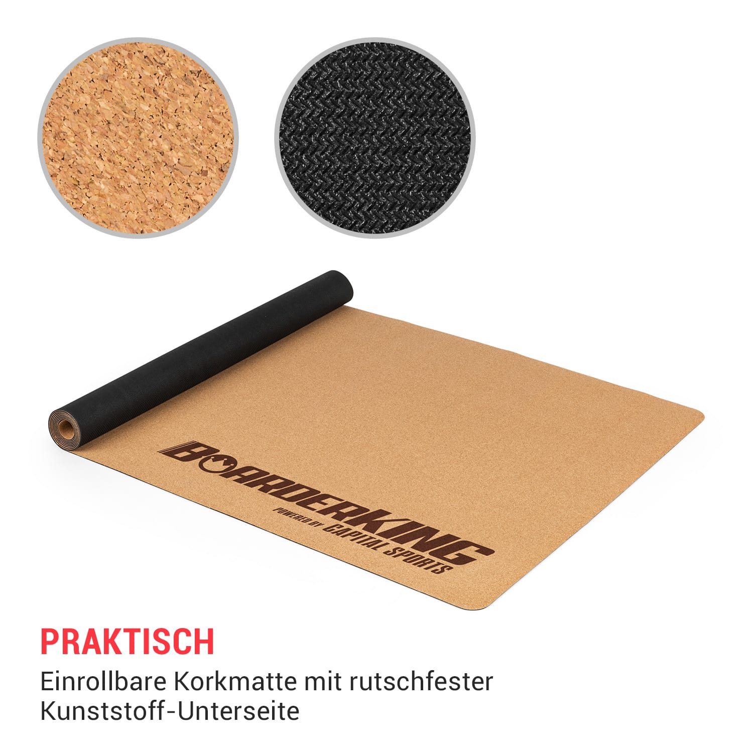 Indoorboard Allrounder Balance Board + Matte + Rolle Holz / Kork Tropical