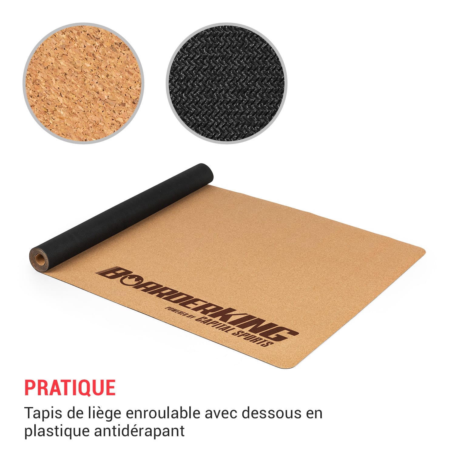 Indoorboard Allrounder planche d'équilibre + tapis + rouleau bois / liège naturel Tropical