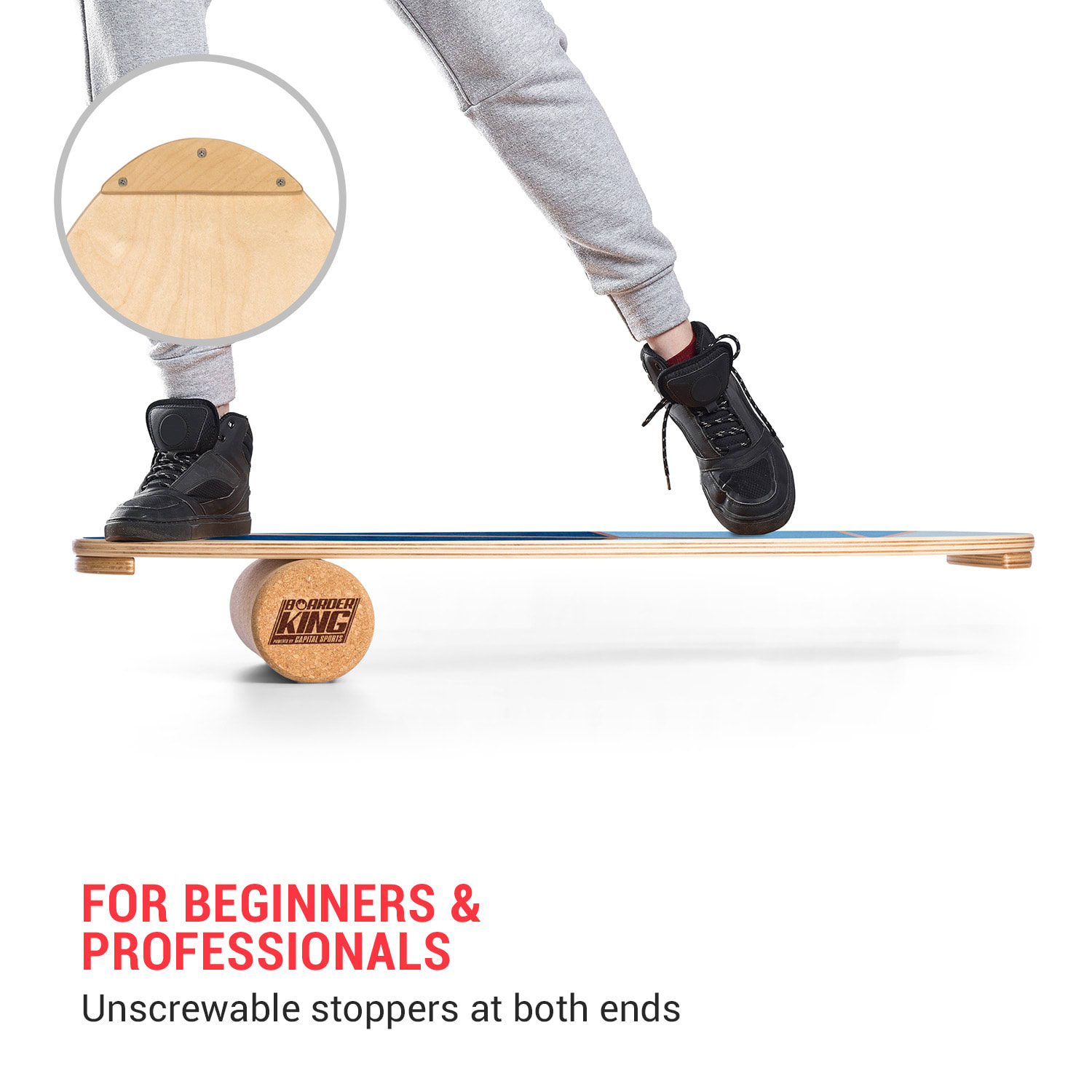 Indoorboard Allrounder, egyensúlyozó deszka, alátét, henger, fa / parafa 