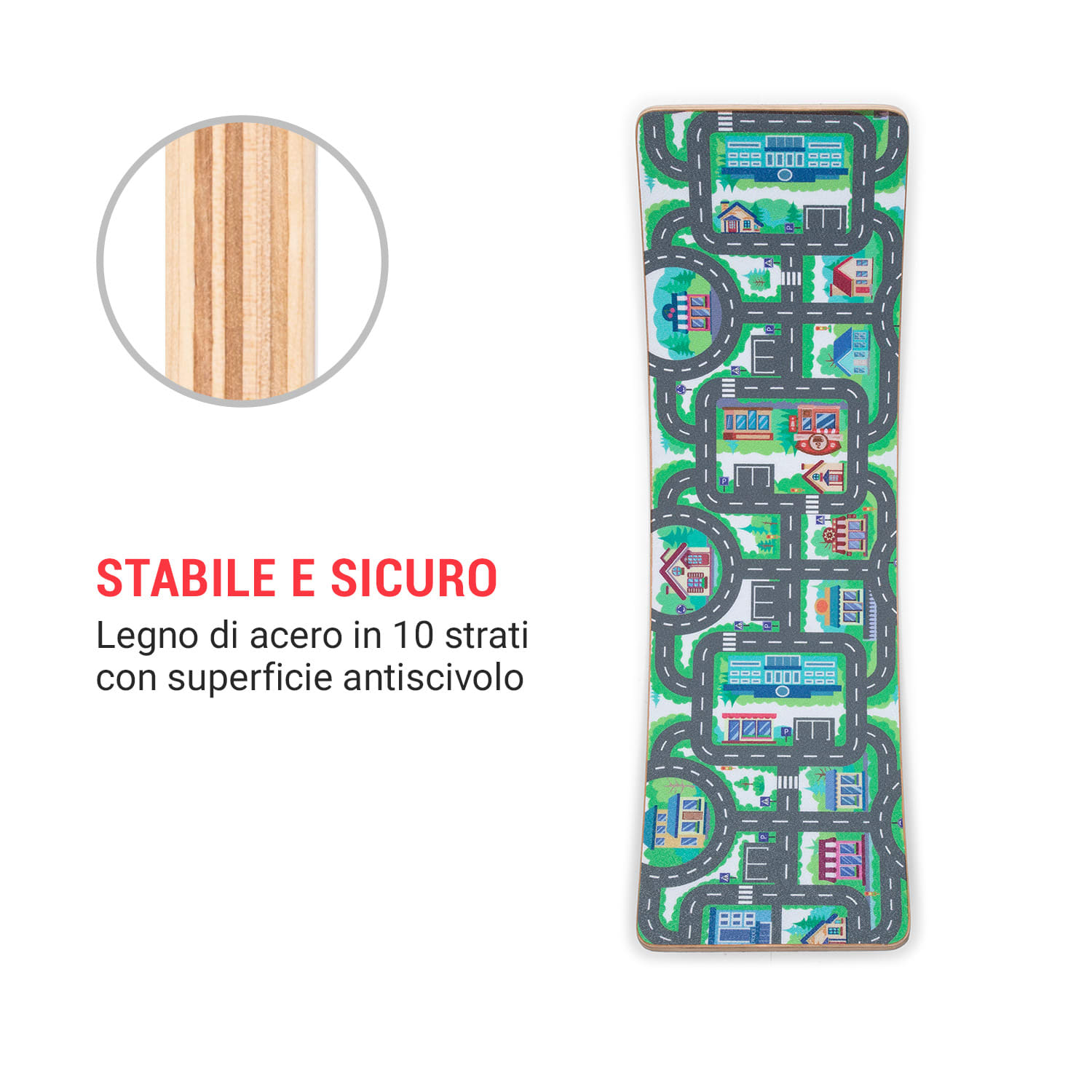 Balance Board Kids da 3 anni antiscivolo  rivestimento in feltro Streets