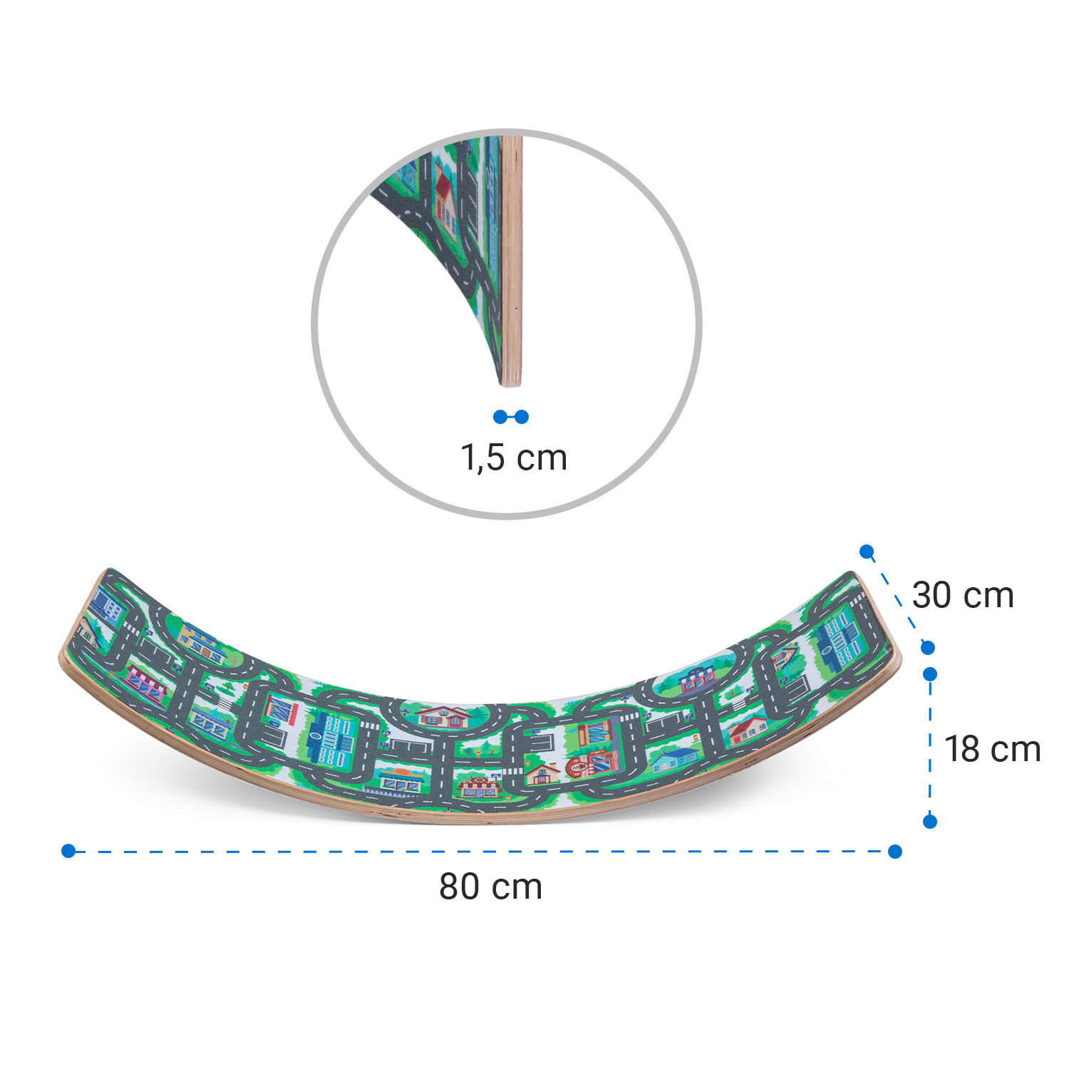 Дъска за балансиране за деца от 3 години с нехлъзгава повърхност. Streets