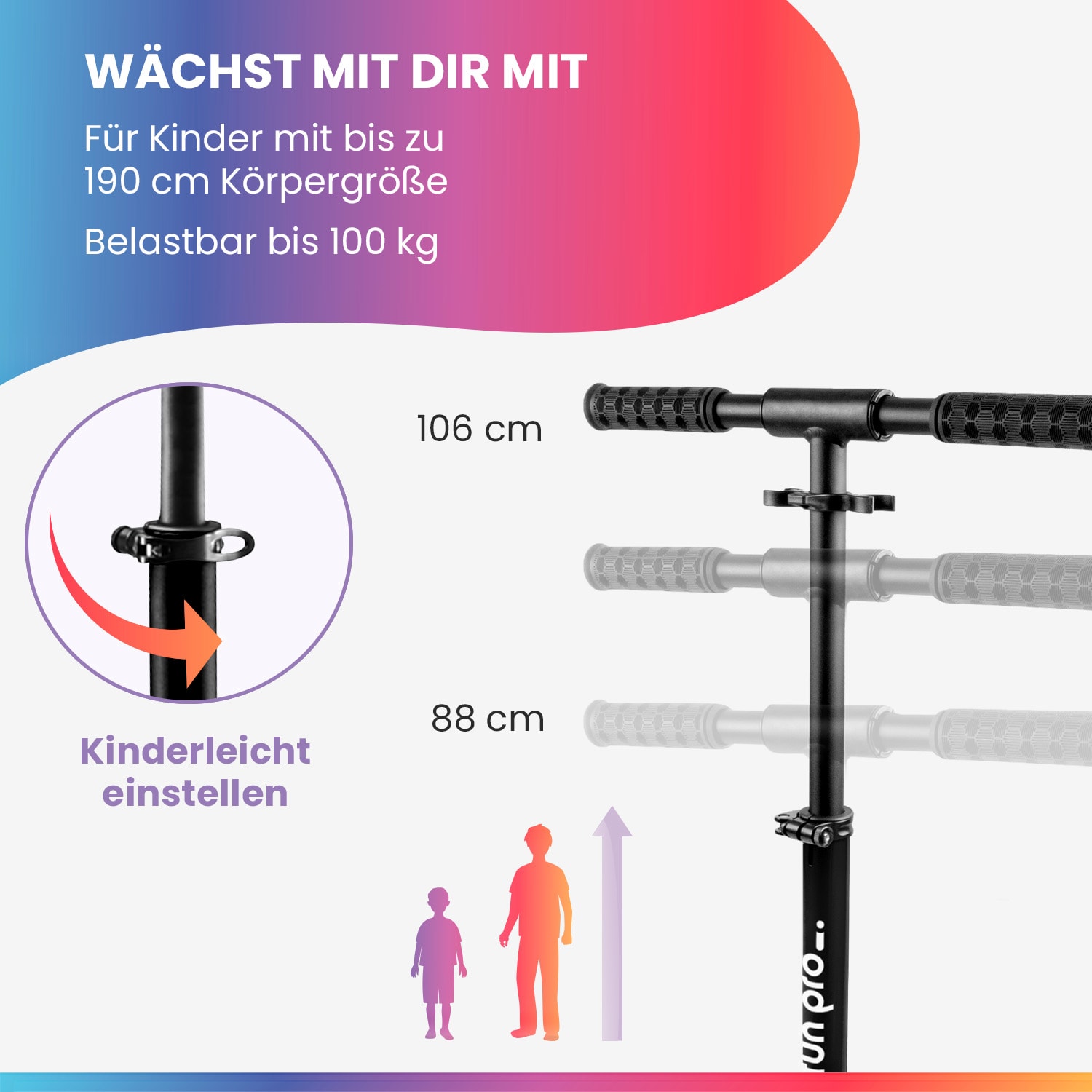 FIVE Deluxe Roller LED ab 10 Jahre faltbar höhenverstellbar Tragegurt Reibungsbremse DeLuxe | Schwarz