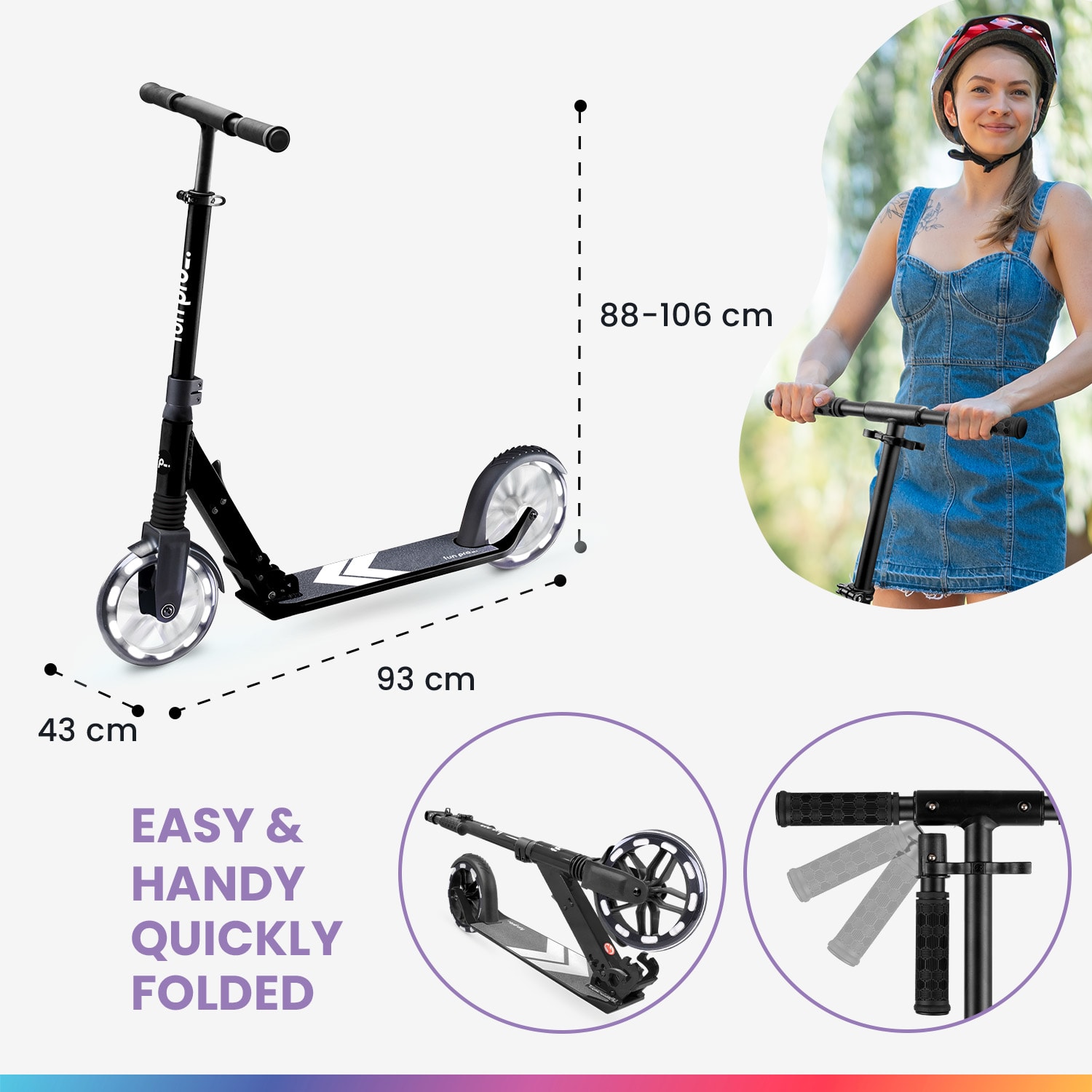 FIVE Deluxe roller 10 éves kortól Összecsukható, állítható magasságú hordszíj Súrlódó fék