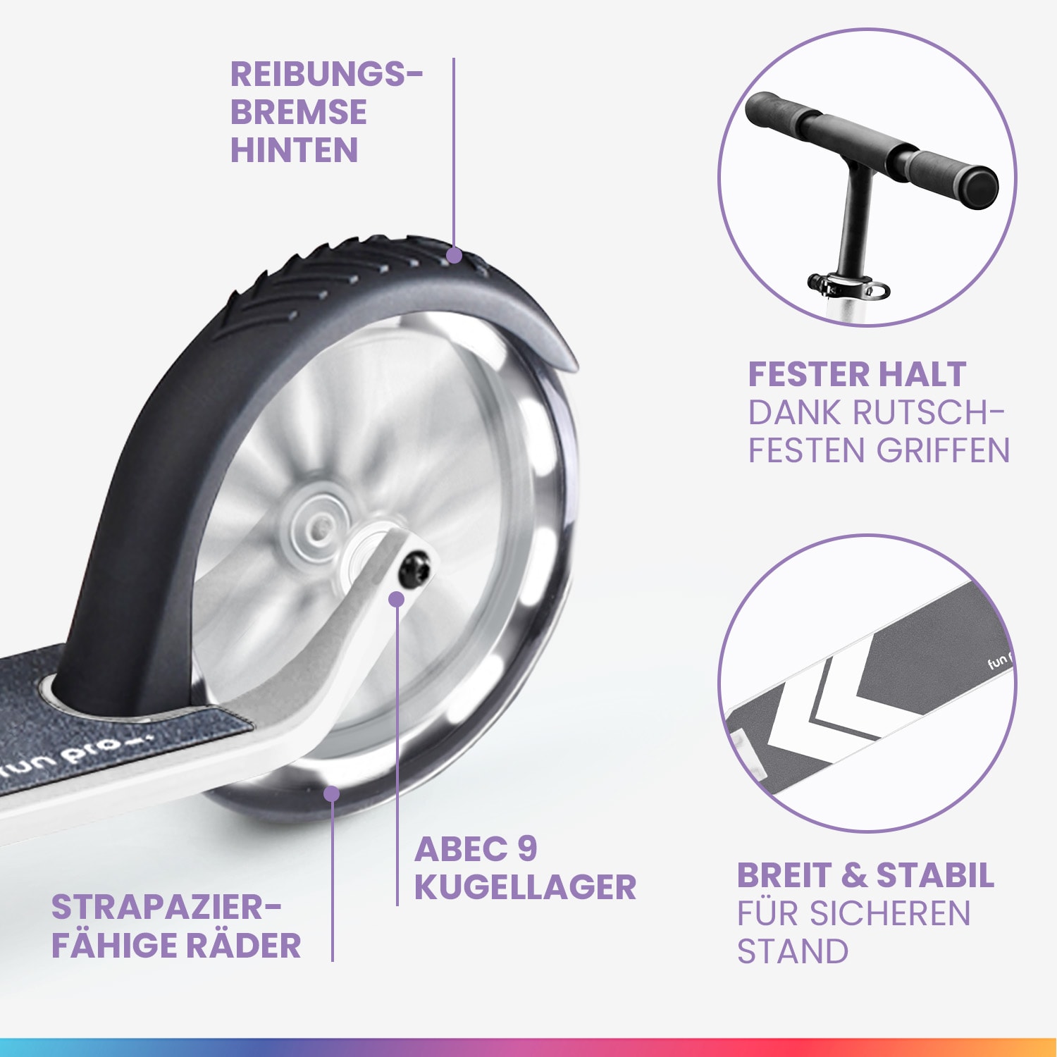 FIVE Deluxe Roller LED ab 10 Jahre faltbar höhenverstellbar Tragegurt Reibungsbremse DeLuxe | Weiß