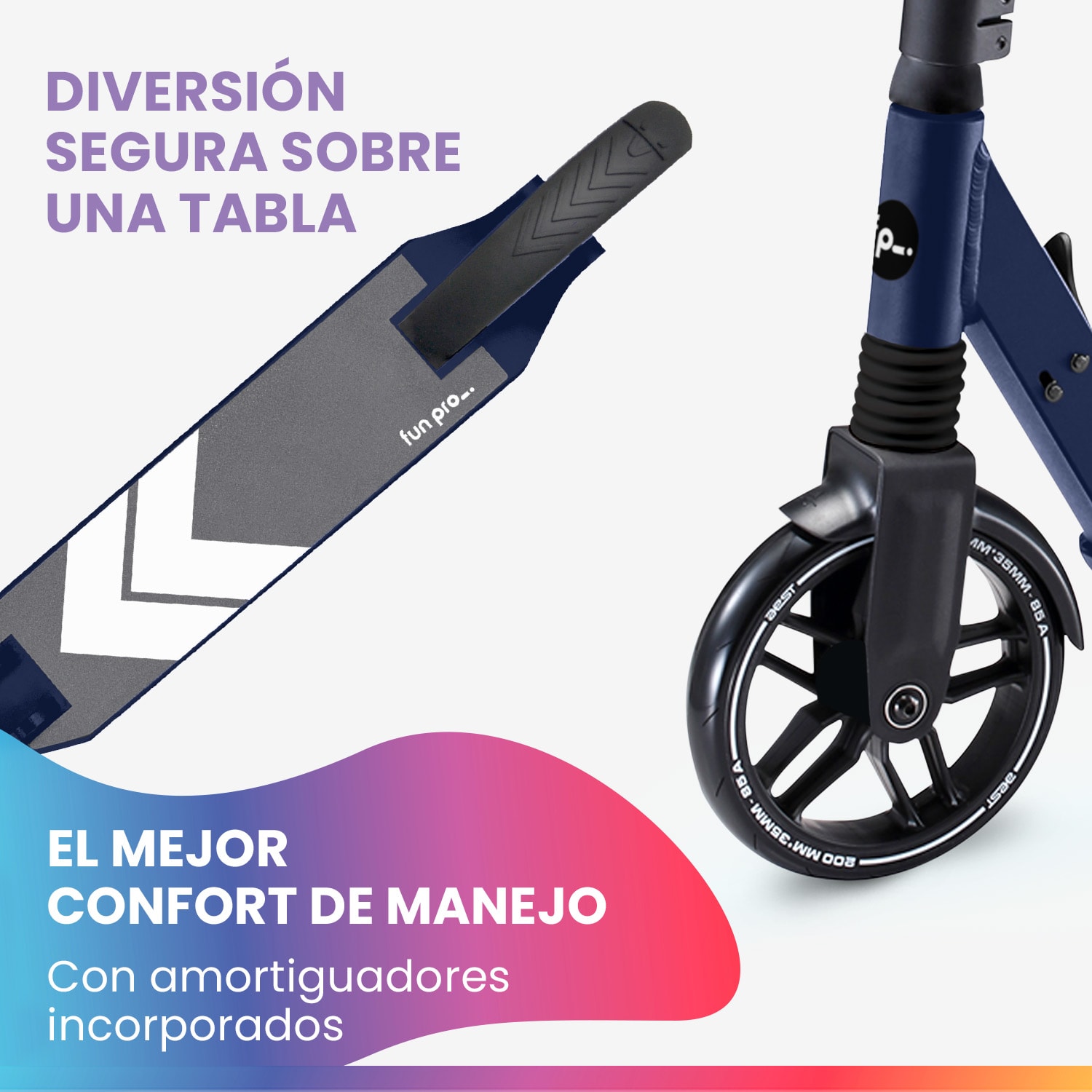 FIVE Patinete de niños A partir de 10 años Plegable Altura ajustable Correa de transporte Freno de fricción 