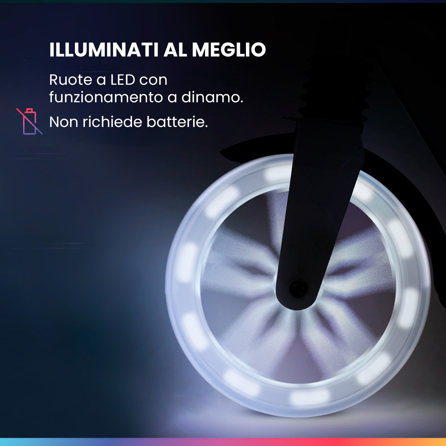 FIVE Deluxe monopattino, LED, a partire dai 10 anni, pieghevole, altezza regolabile, cinghia di trasporto, freno ad attrito 