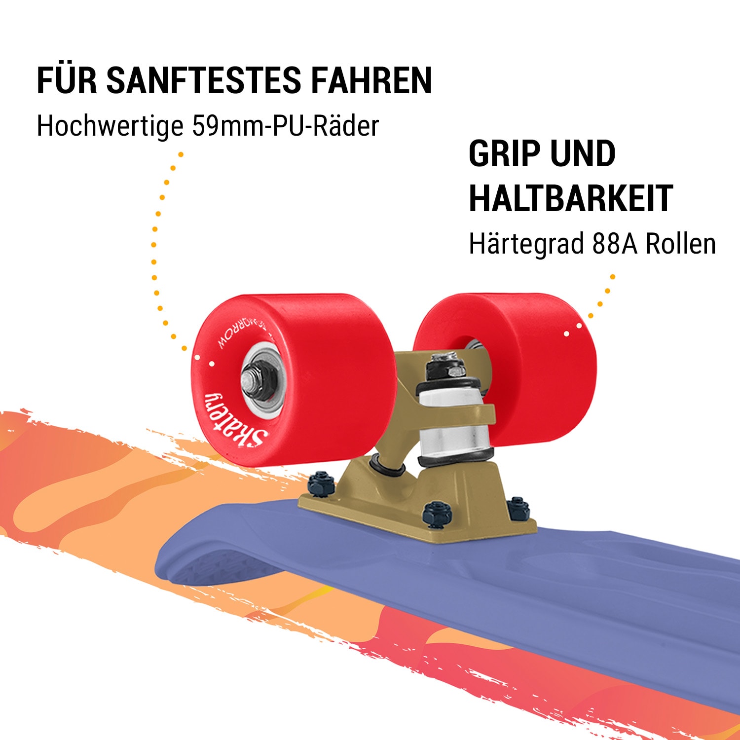 Mini Cruiser Skateboard Trickboard PP-Board 100kg LED-Rollen PU Härte: 88A 