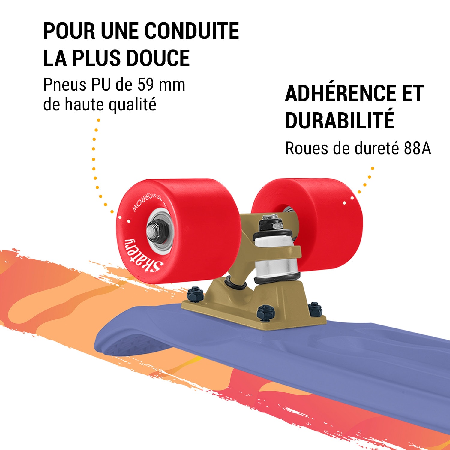 Mini Cruiser skateboard trickboard PP board 100 kg led wielen PU hardheid: 88A 