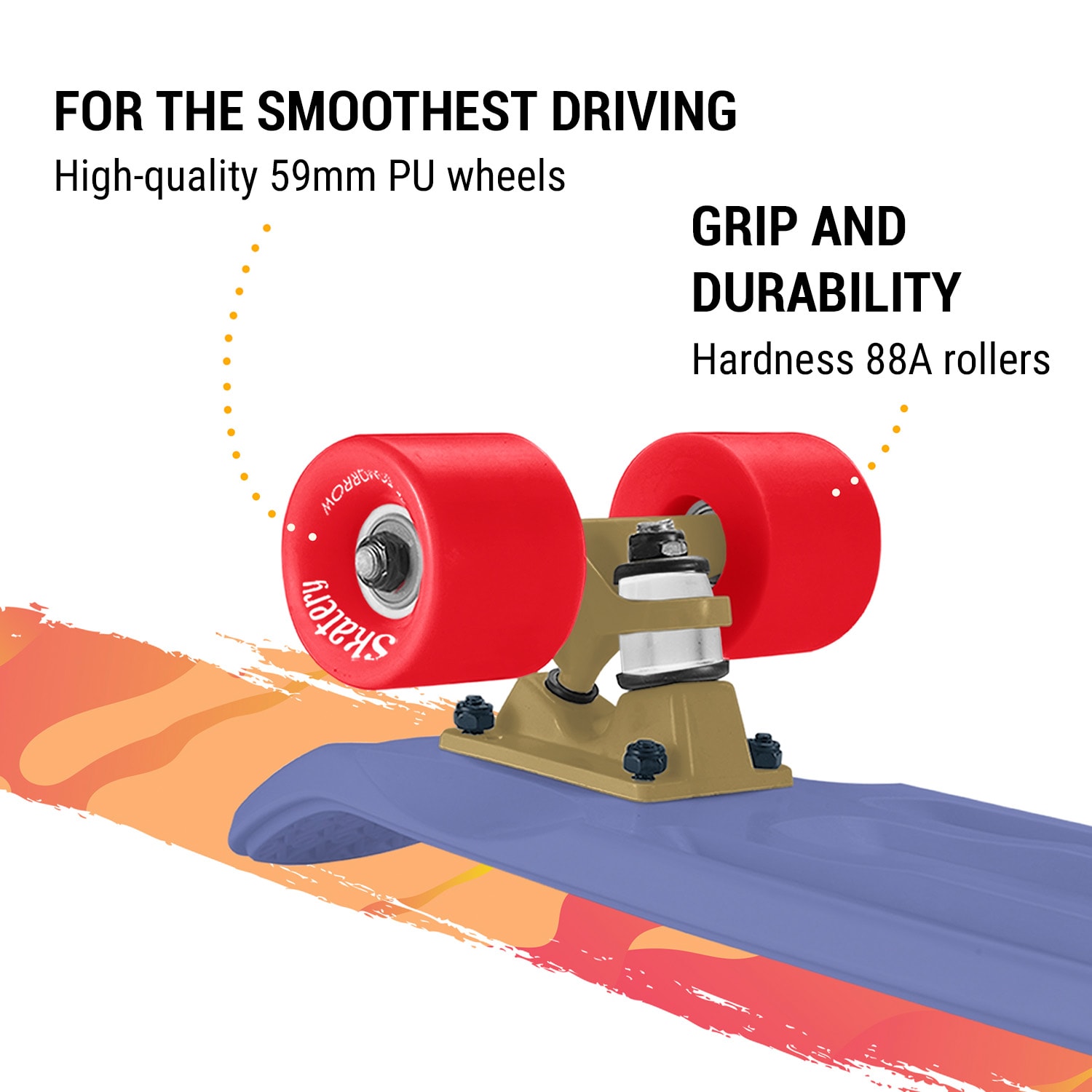 Mini Cruiser, gördeszka, trickboard, PP Board, 100kg-ig, LED kerekek, PU keménysége: 88A Kék | Piros