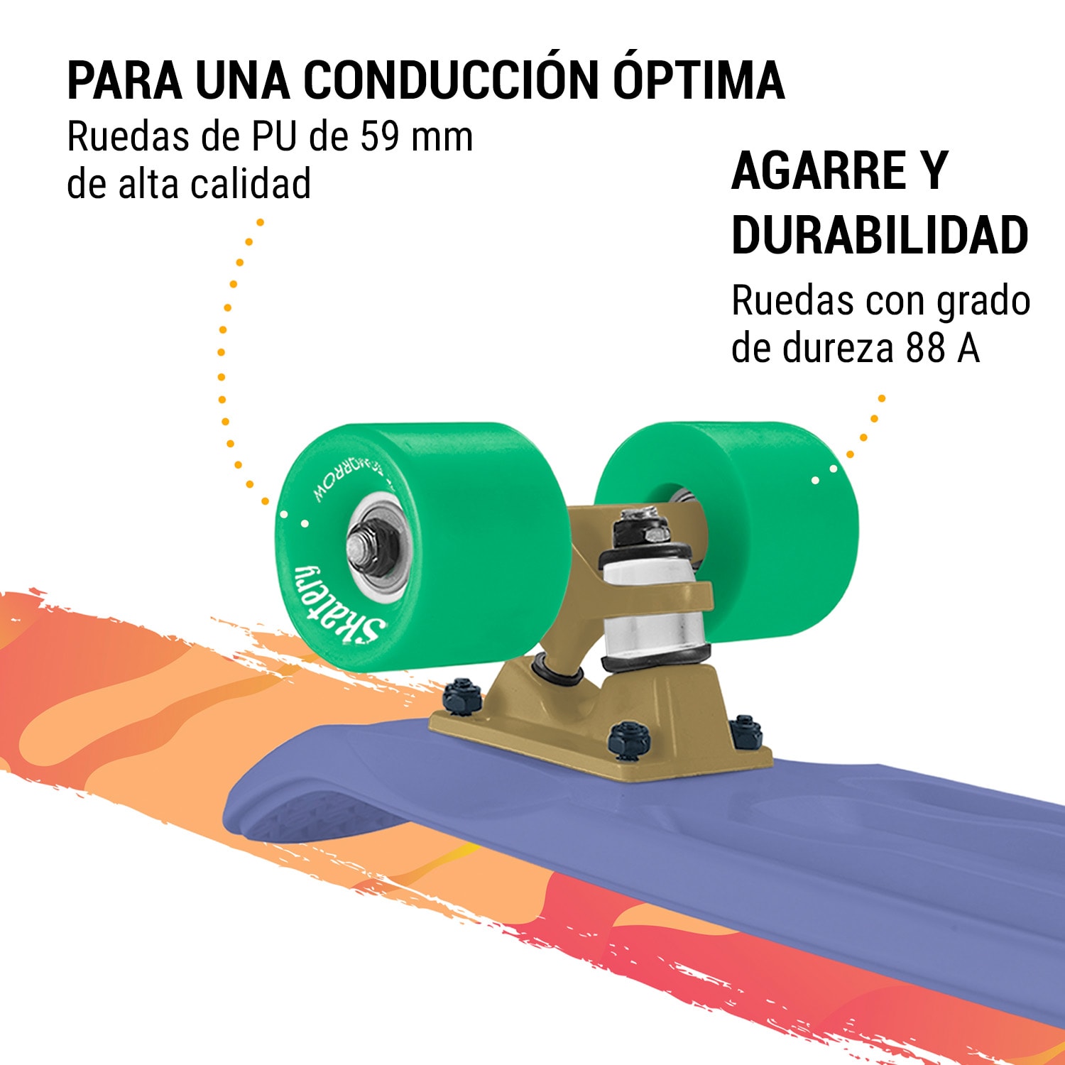 Mini Cruiser Monopatín Patinete de acrobacias Tabla de PP 100kg Ruedas con led Dureza PU: 88A 