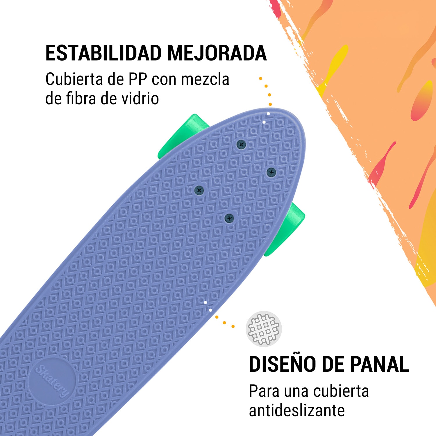 Mini Cruiser Monopatín Patinete de acrobacias Tabla de PP 100kg Ruedas con led Dureza PU: 88A 