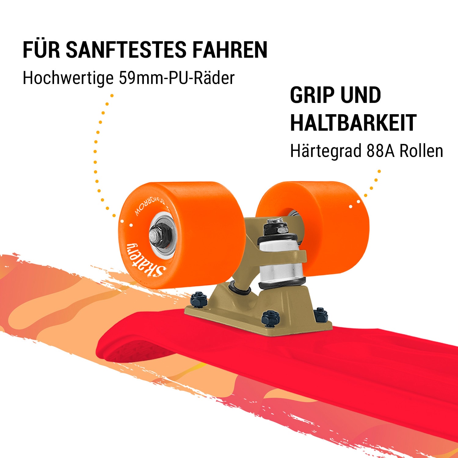 Mini Cruiser Skateboard Trickboard PP-Board 100kg LED-Rollen PU Härte: 88A 