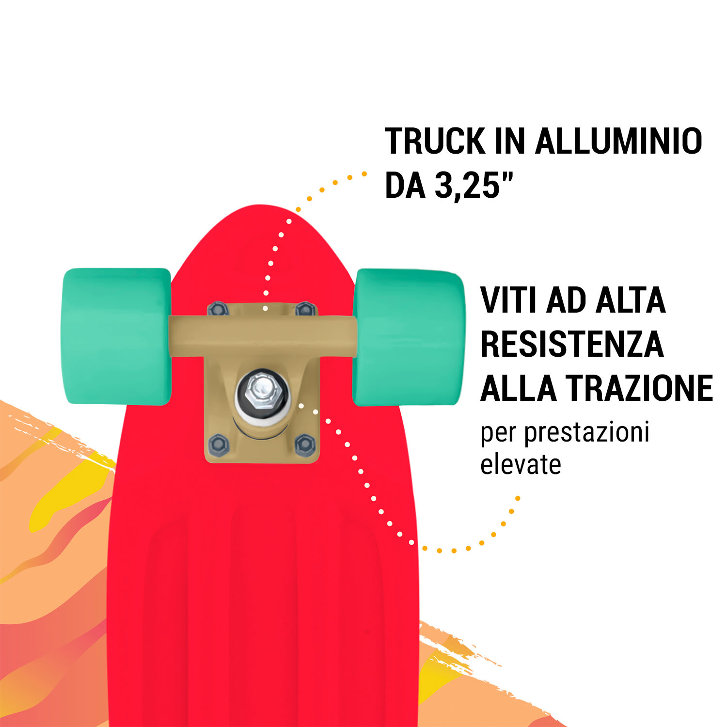 Mini Cruiser skateboard, trickboard, tavola in PP, 100kg, ruote a LED, PU, durezza: 88A 