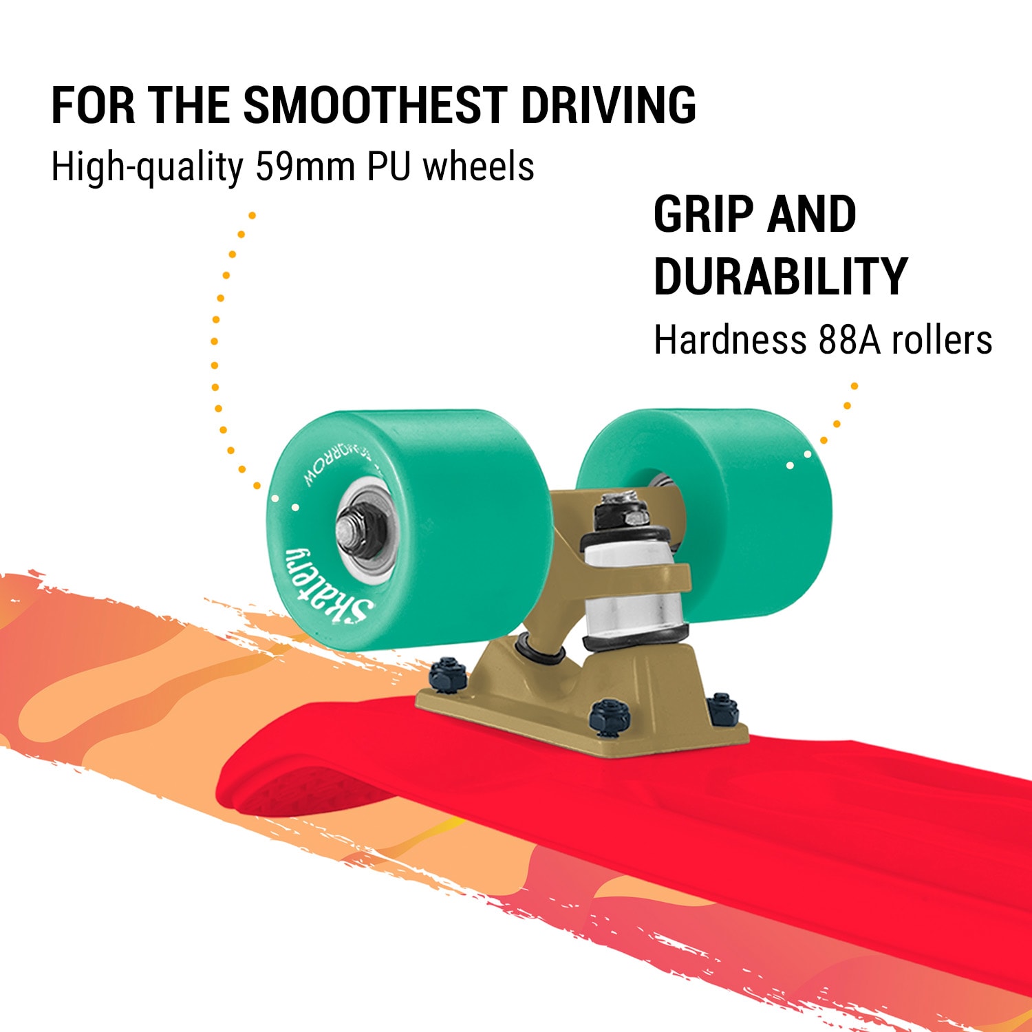 Mini Cruiser, gördeszka, trickboard, PP Board, 100kg-ig, LED kerekek, PU keménysége: 88A