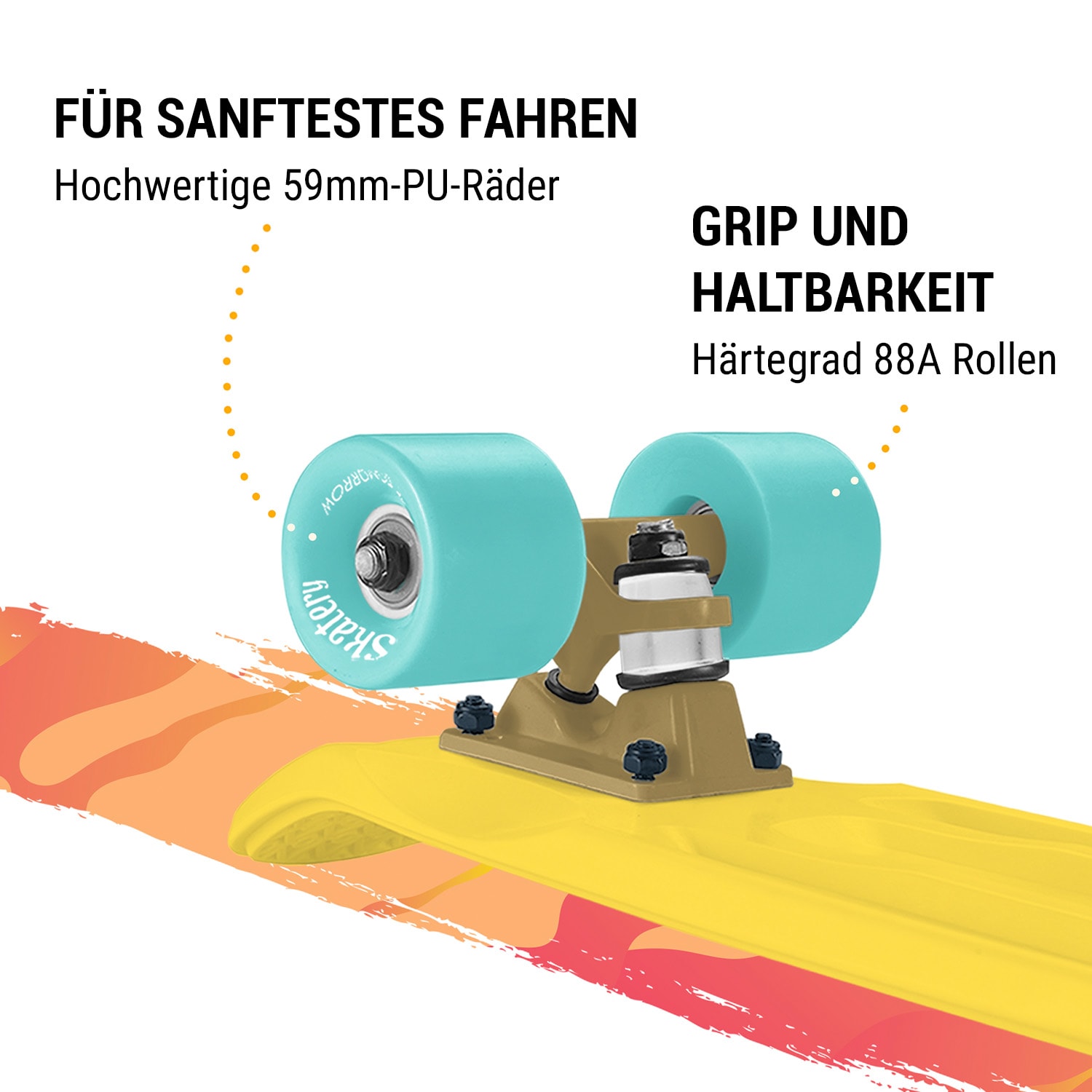 Mini Cruiser Skateboard Trickboard PP-Board 100kg LED-Rollen PU Härte: 88A 