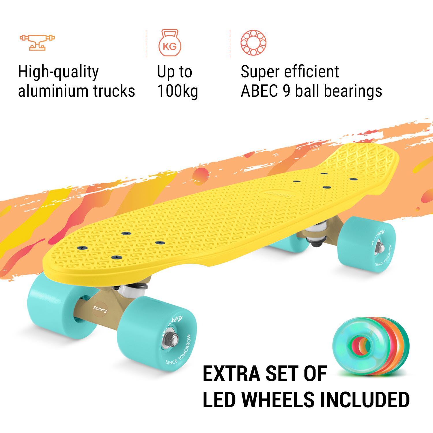 Mini Cruiser Skateboard Trickboard PP Board 100kg LED kolesa PU trdota: 88A