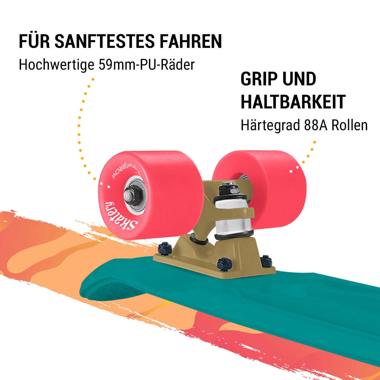 Mini Cruiser Skateboard Trickboard PP-Board 100kg LED-Rollen PU Härte: 88A 