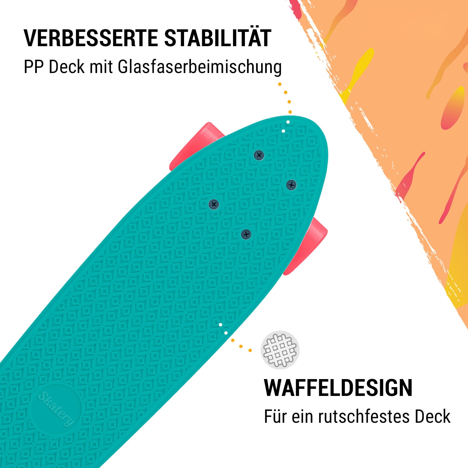 Mini Cruiser Skateboard Trickboard PP-Board 100kg LED-Rollen PU Härte: 88A 