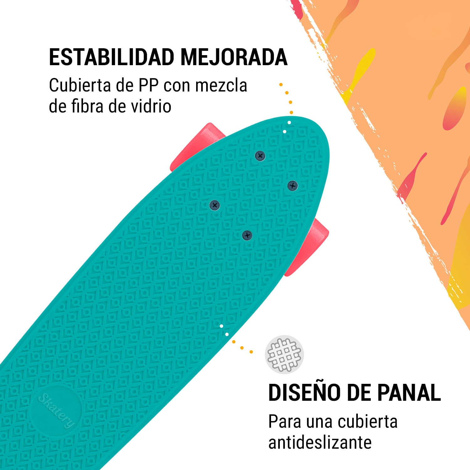 Mini Cruiser Monopatín Patinete de acrobacias Tabla de PP 100kg Ruedas con led Dureza PU: 88A 