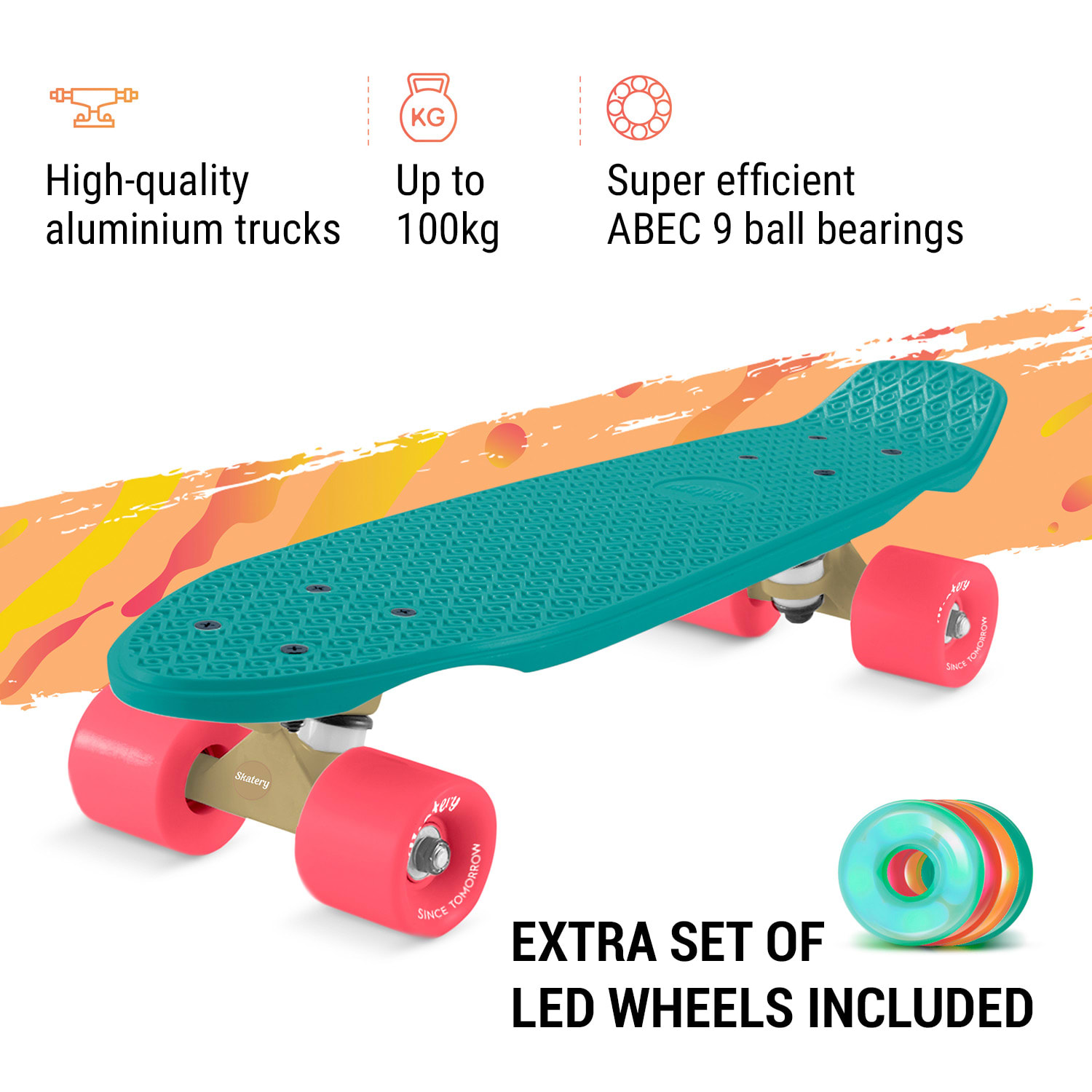 Mini Cruiser Skateboard Trickboard PP Board 100kg LED kolesa PU trdota: 88A 