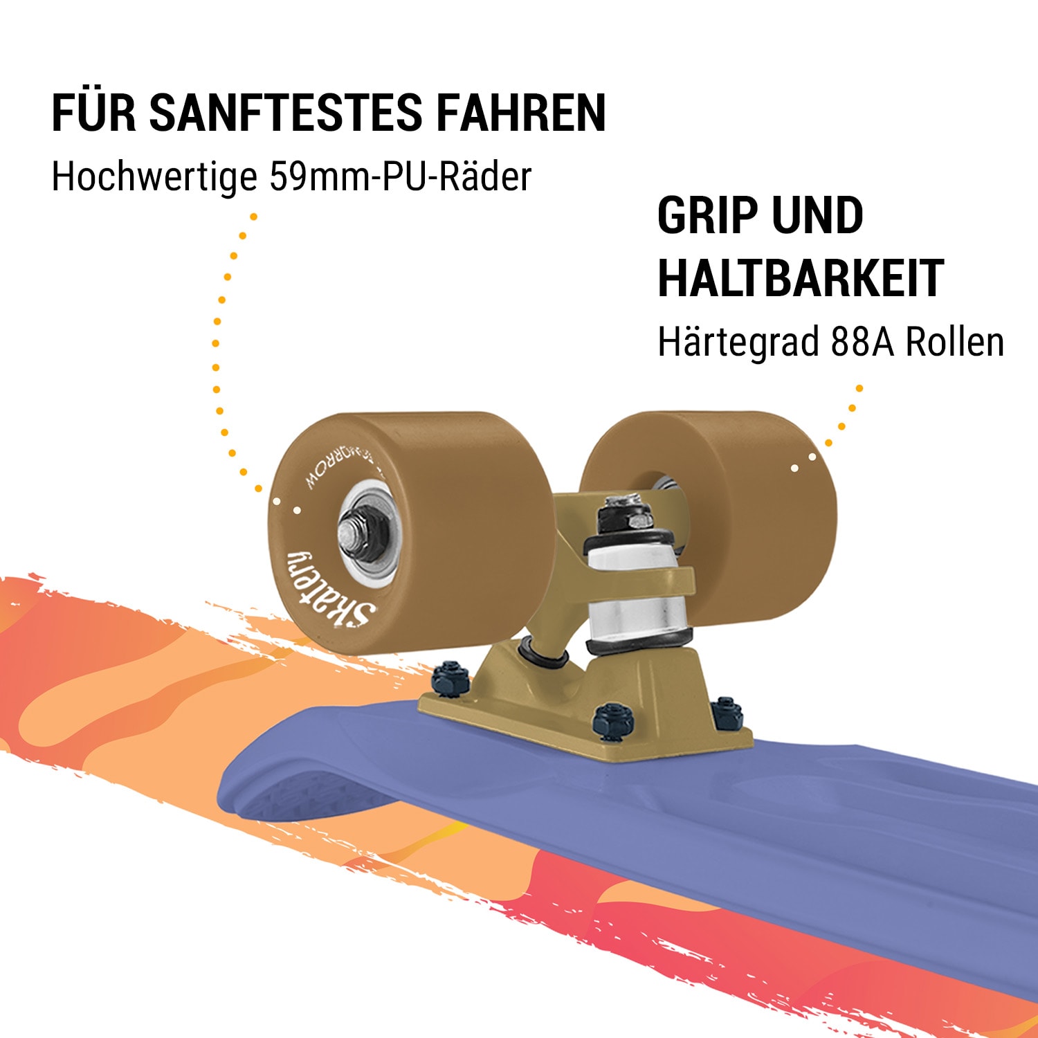 Mini Cruiser Skateboard Trickboard PP-Board 100kg LED-Rollen PU Härte: 88A Blau | Gold