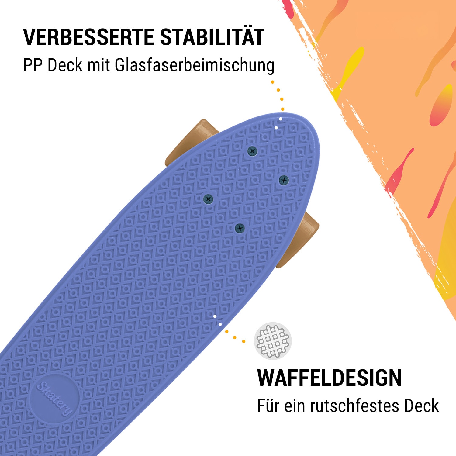 Mini Cruiser Skateboard Trickboard PP-Board 100kg LED-Rollen PU Härte: 88A Blau | Gold