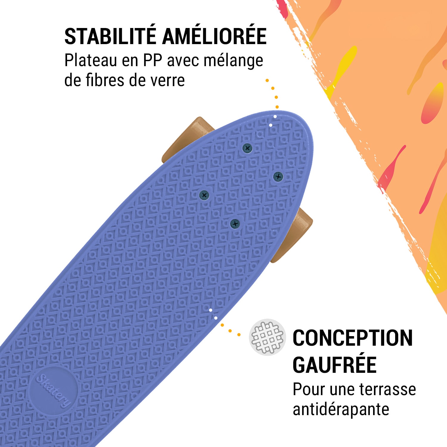 Mini Cruiser skateboard trickboard PP board 100 kg led wielen PU hardheid: 88A 