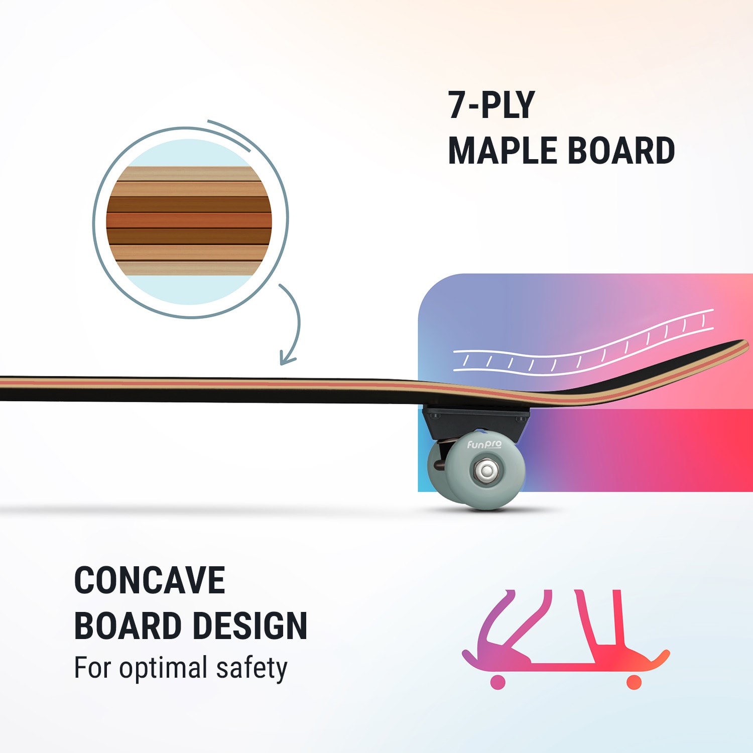 Skate 21 Skateboard Small za otroke Maple Wood Cool Designs