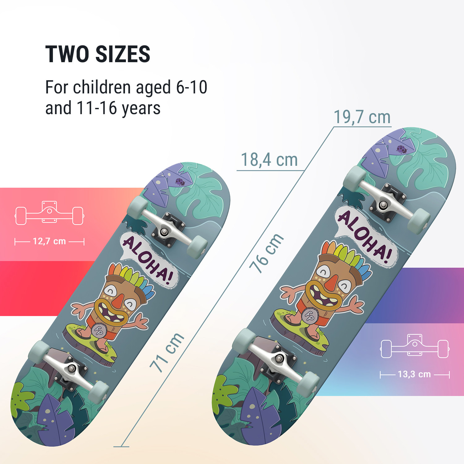 Skate 21 Skateboard Small za otroke Maple Wood Cool Designs
