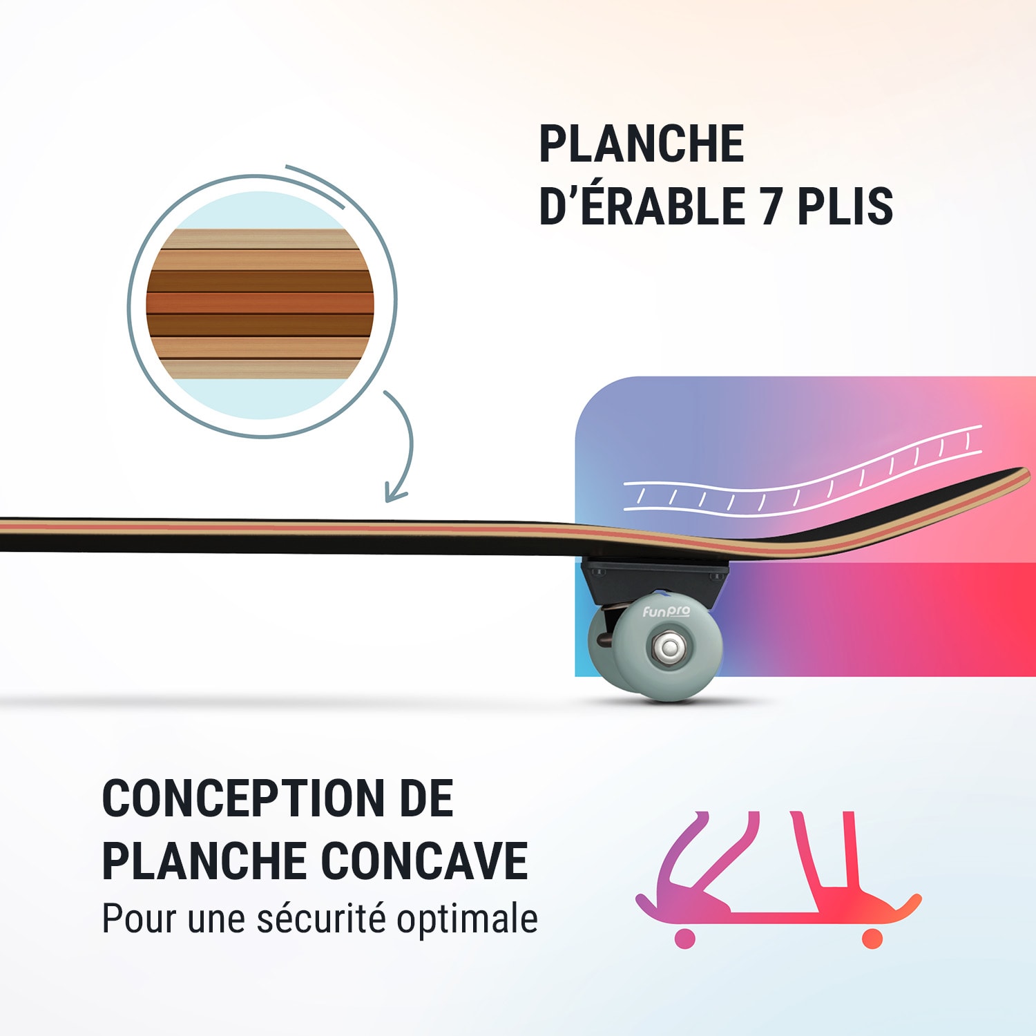 Petit skateboard Skate 21 enfants bois d'érable designs cools 