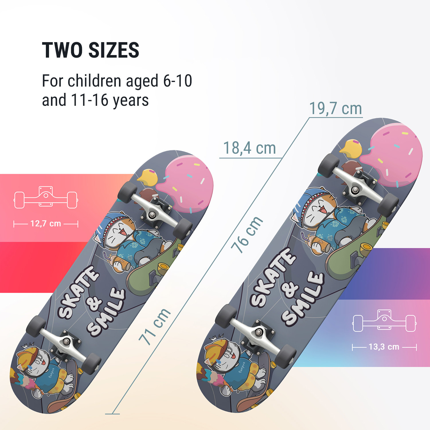 Skate 21 Skateboard mare pentru tineri Lemn de arțar Design cool 