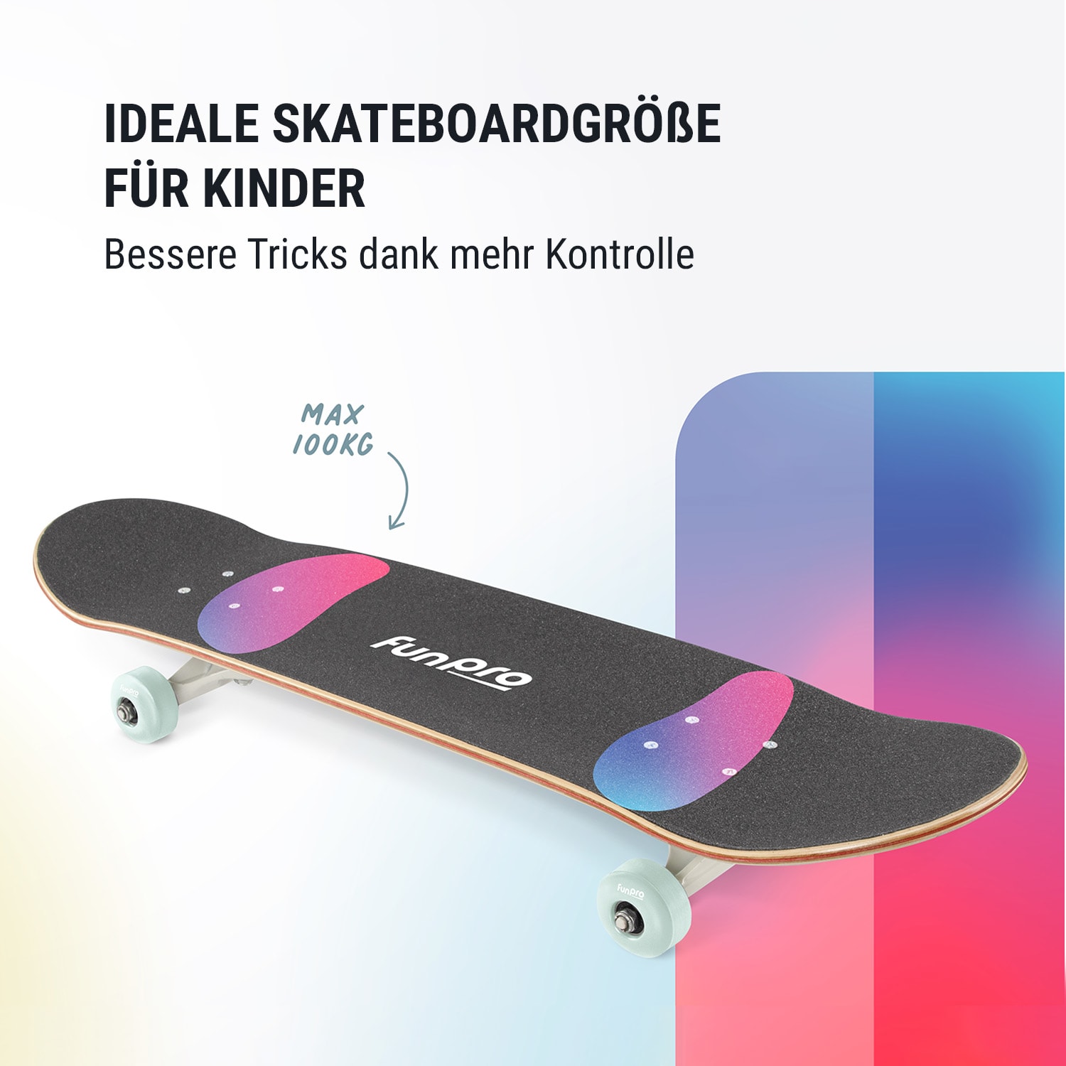 Skate 21 Skateboard Groß für Jugendliche Ahornholz coole Designs 