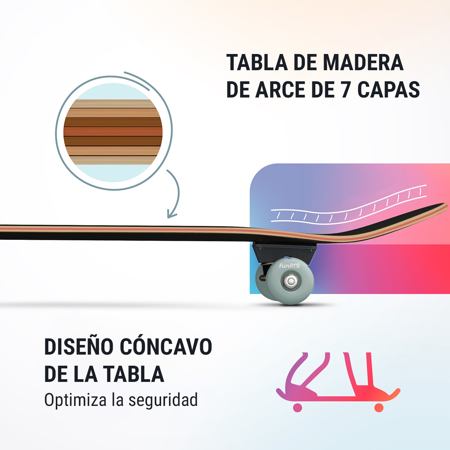 Skate 21 Monopatín grande para adolescentes Madera de arce Diseños fantásticos 