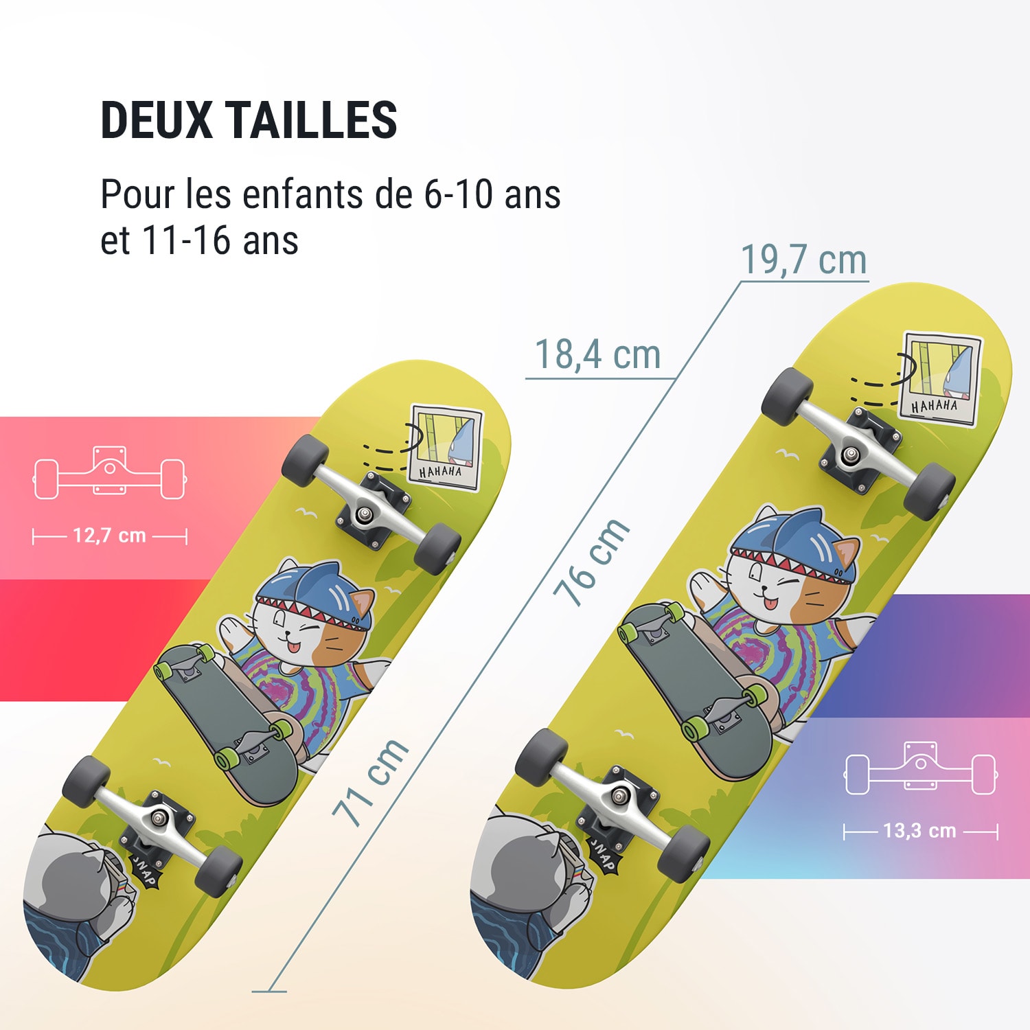 Grand skateboard Skate 21 ados bois d'érable designs cools 