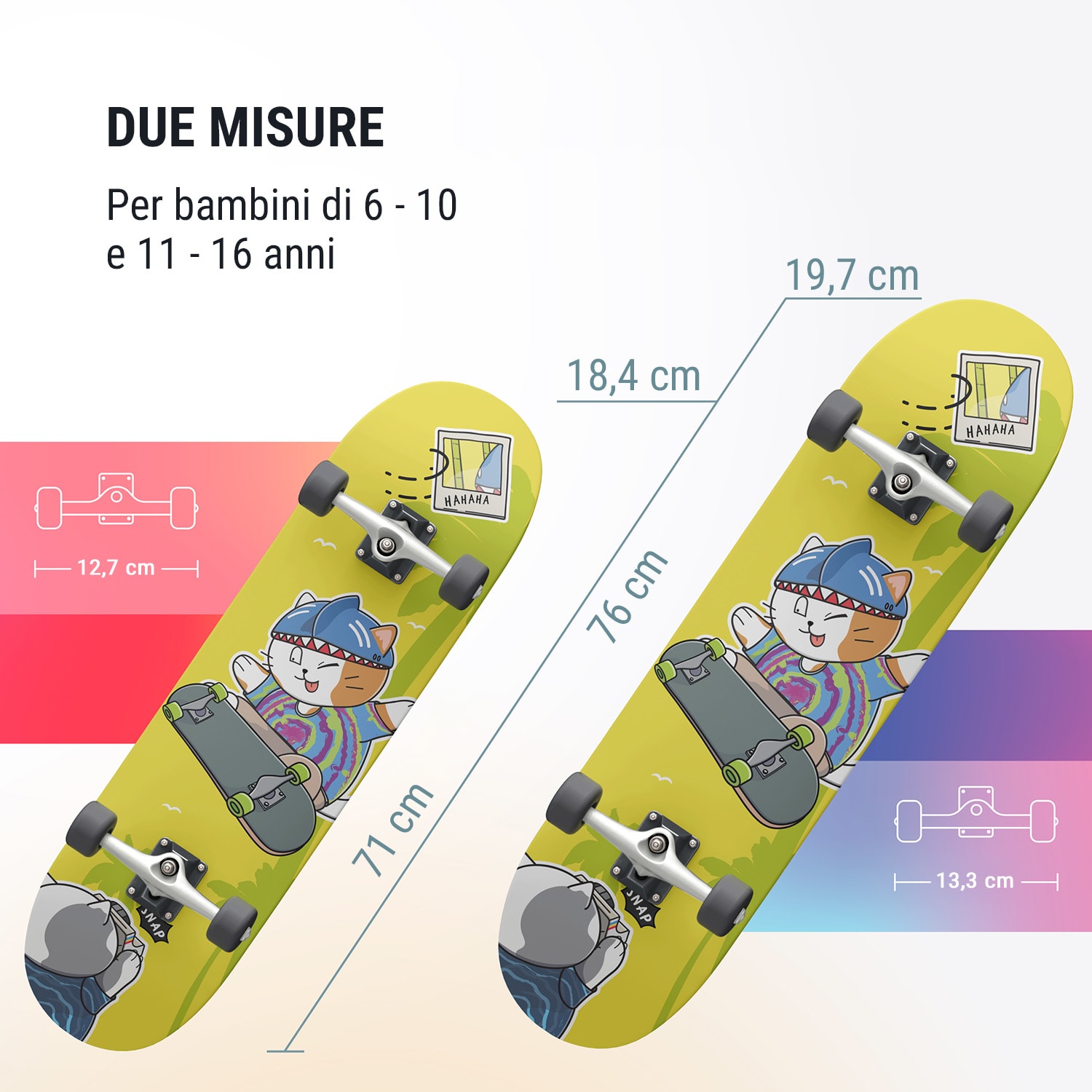 Skate 21 skateboard grande per ragazzi, in legno d'acero, disegni eccezionali 