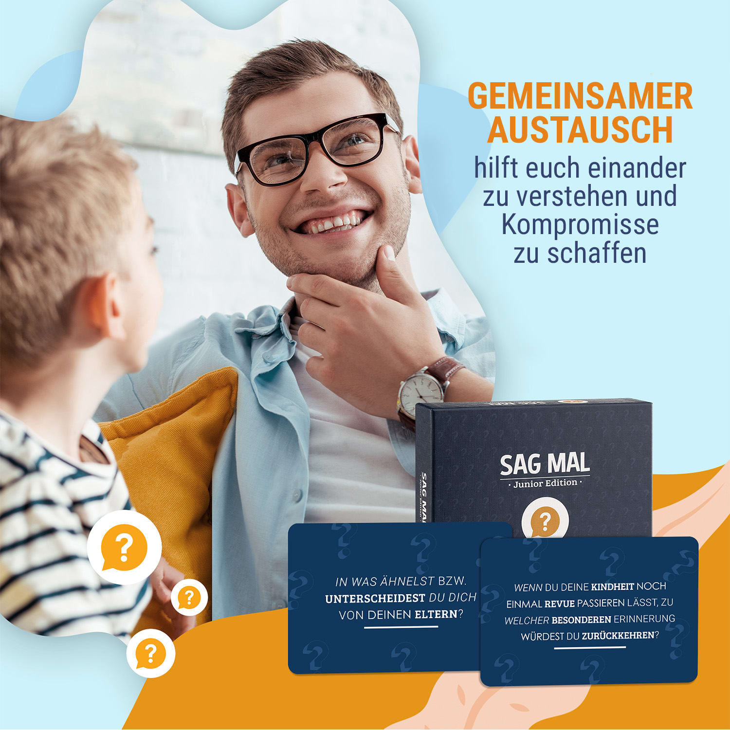 Sag mal... mit Papa - Junior Edition Kennenlernspiel 100+ Fragen Spieler:  2+ Alter: ab 8 Jahren 